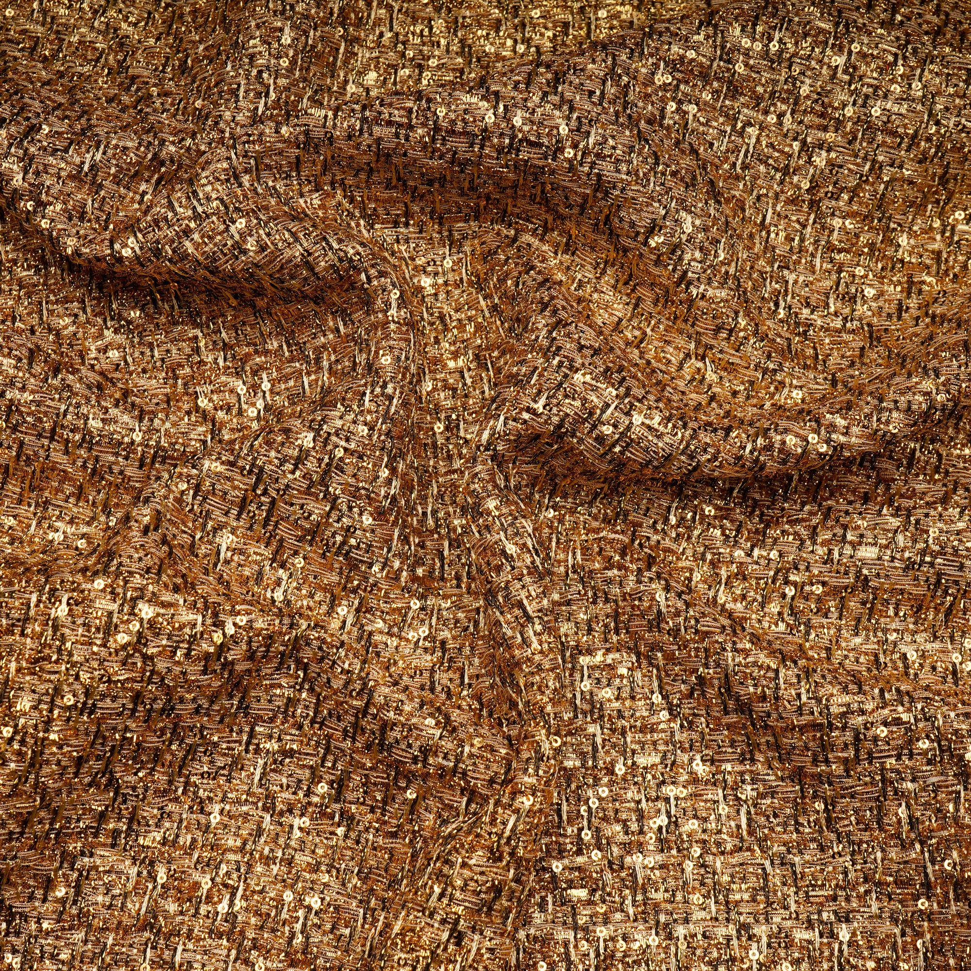 Gold Premium Shimmer Metallic Tweed Fabric (60" Width)