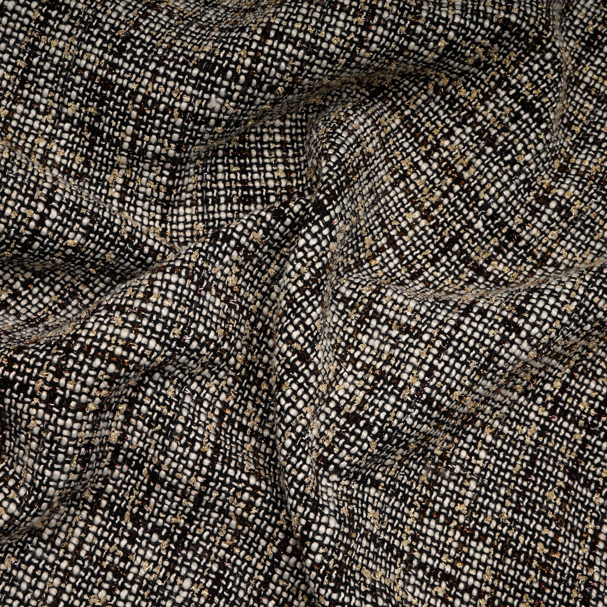 Black-White Premium Shimmer Metallic Tweed Fabric (60" Width)
