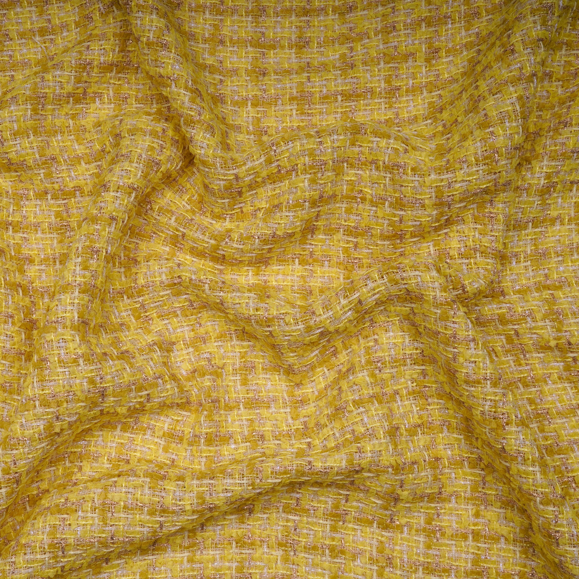 Yellow Premium Shimmer Metallic Tweed Fabric (60" Width)