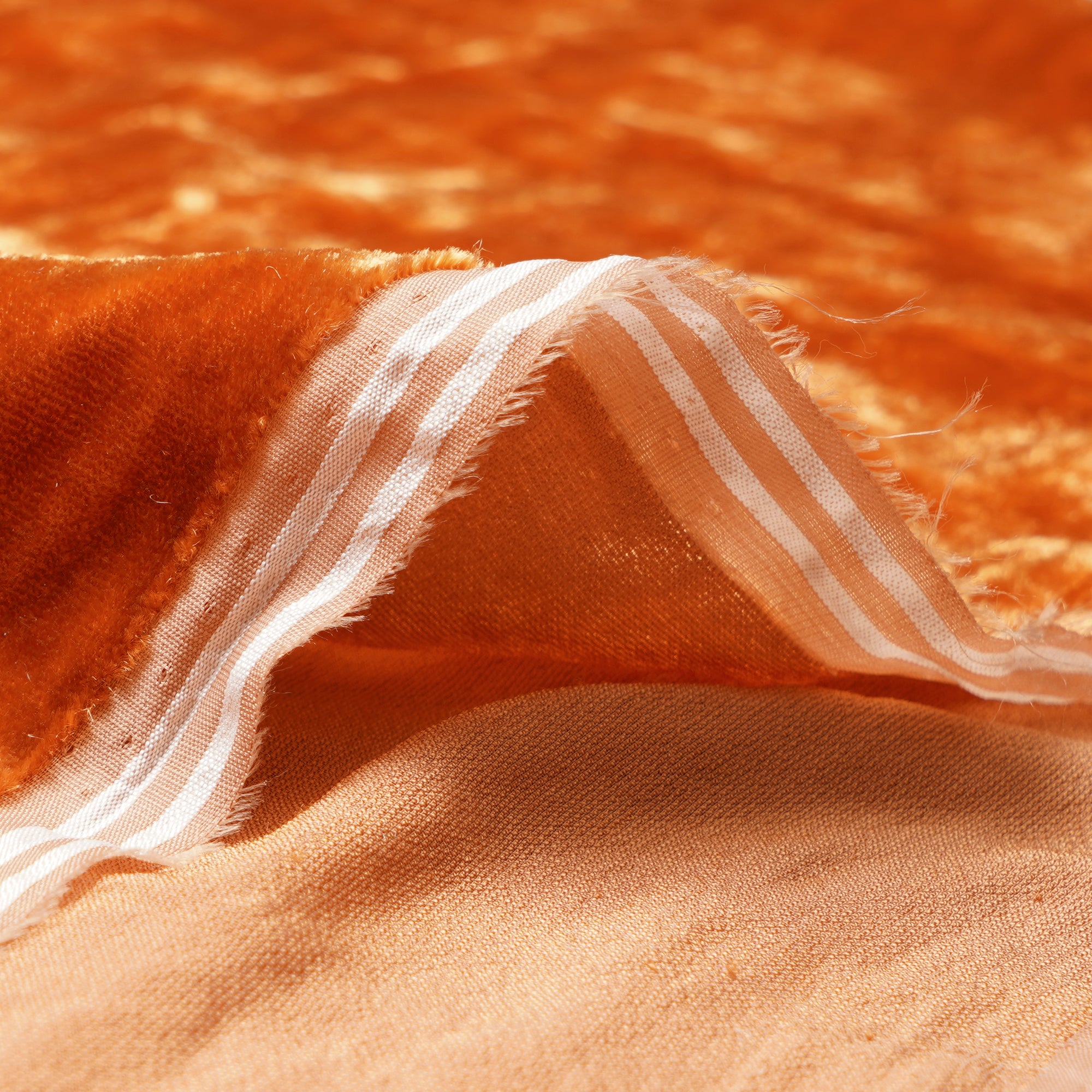 Peach Caramel Imported Silk Velvet Fabric