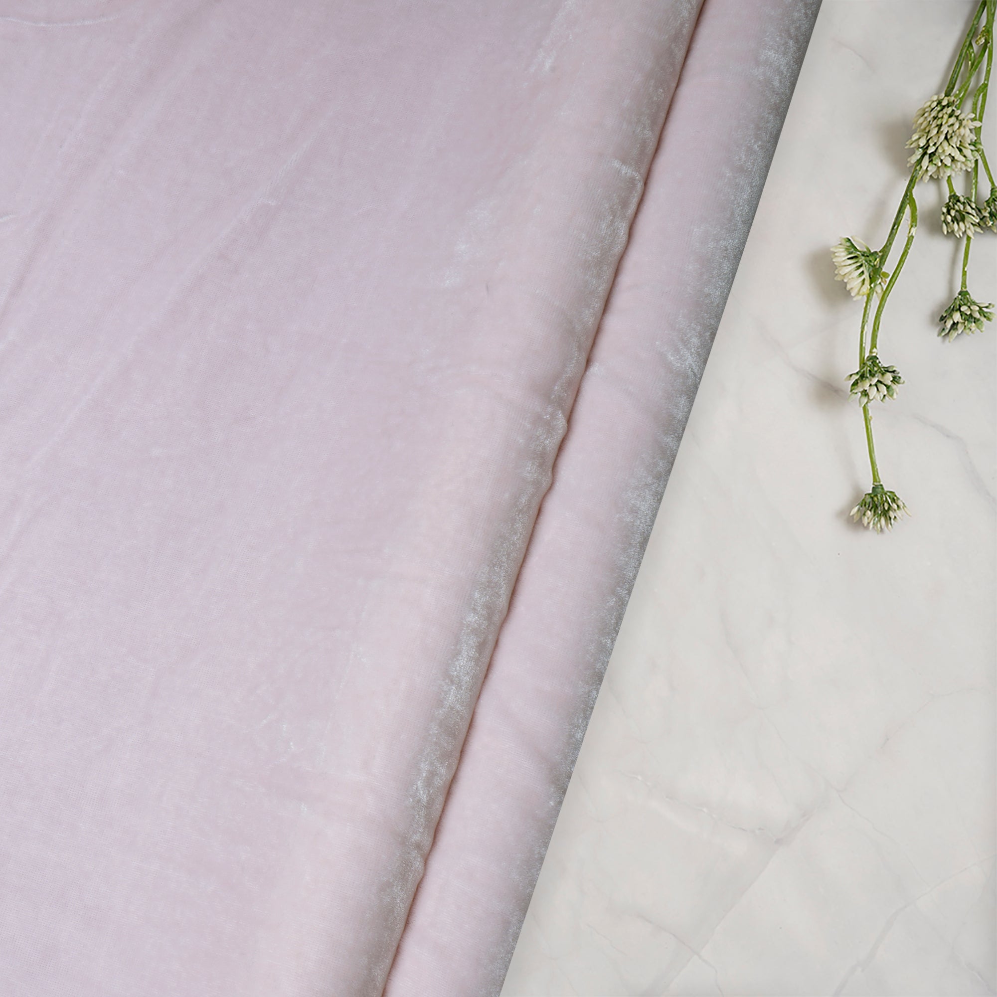 Baby Pink Imported Silk Velvet Fabric