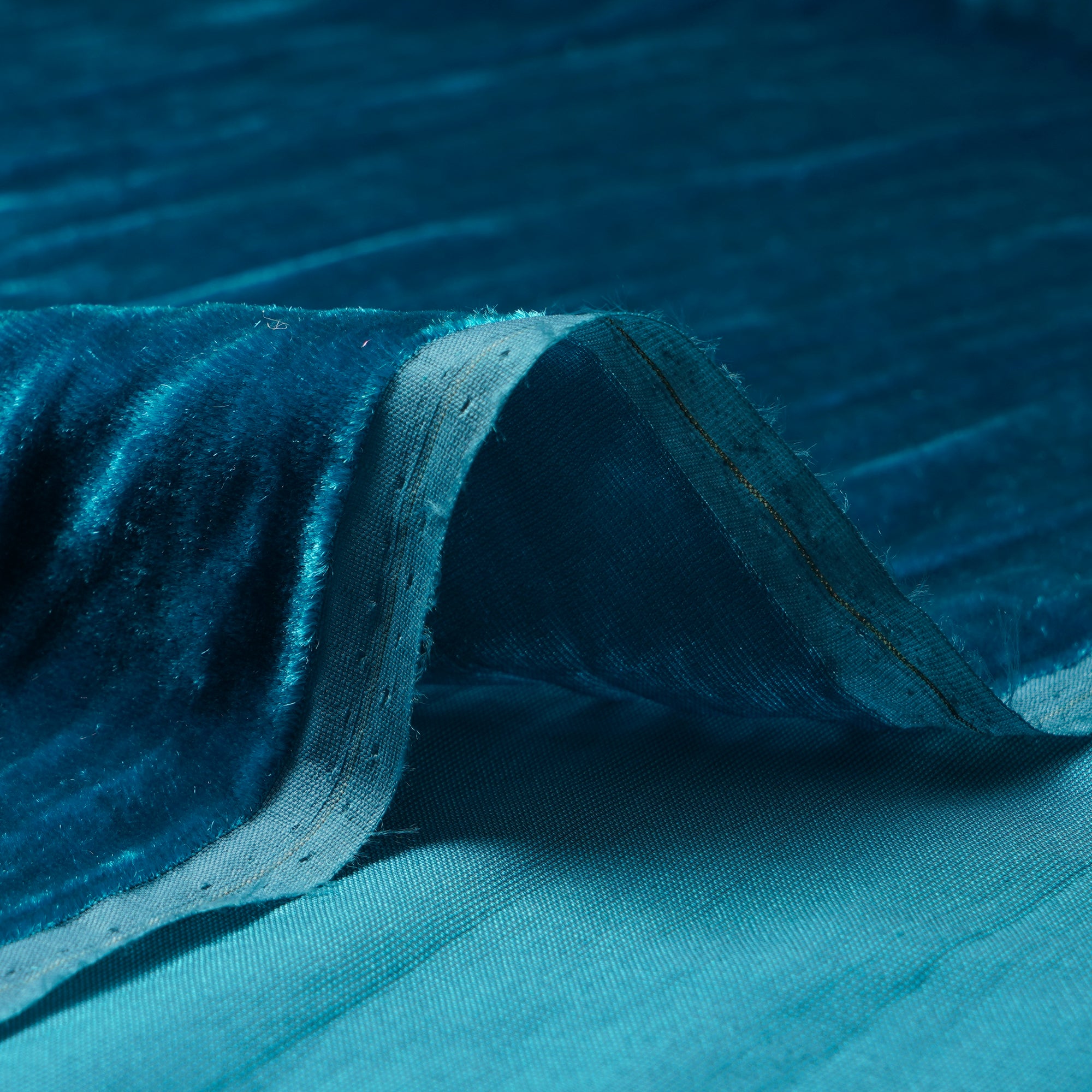 Fjord Blue Imported Silk Velvet Fabric