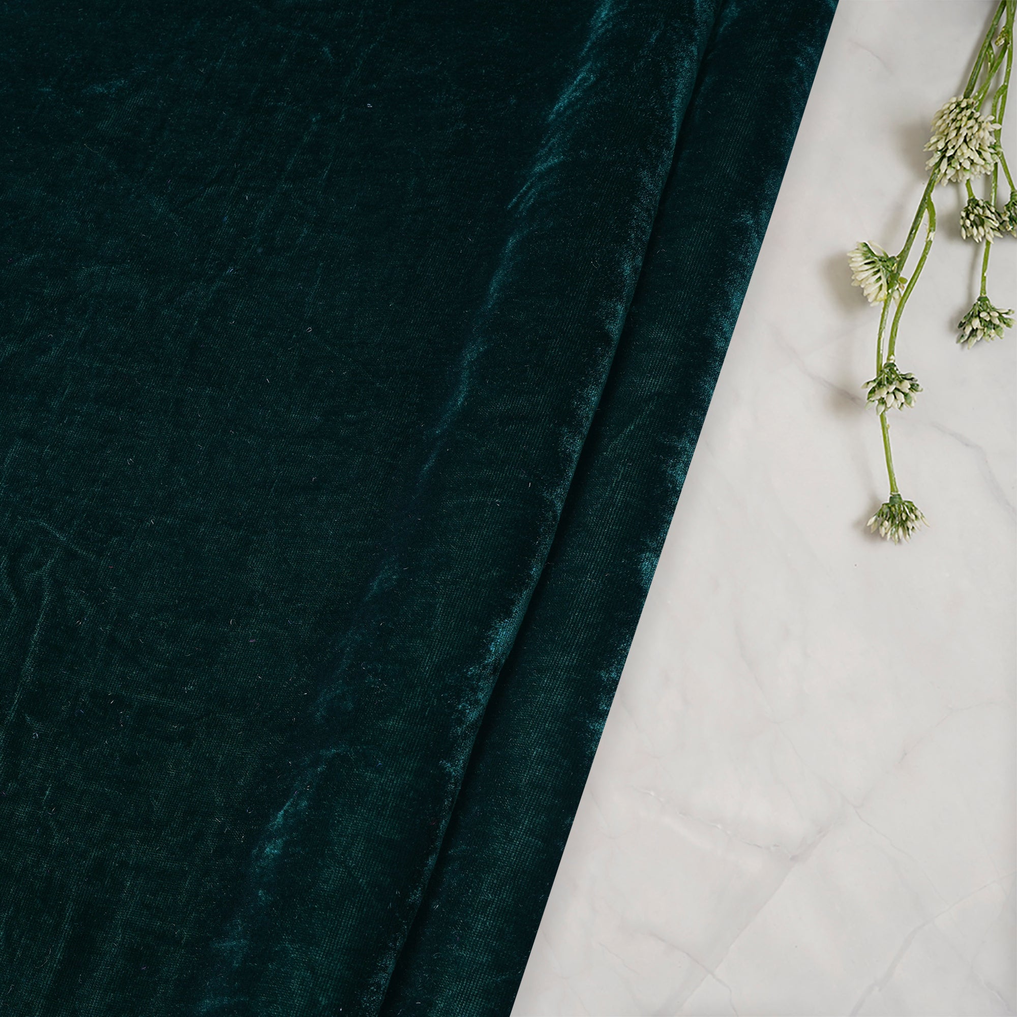 Dark Green Imported Silk Velvet Fabric