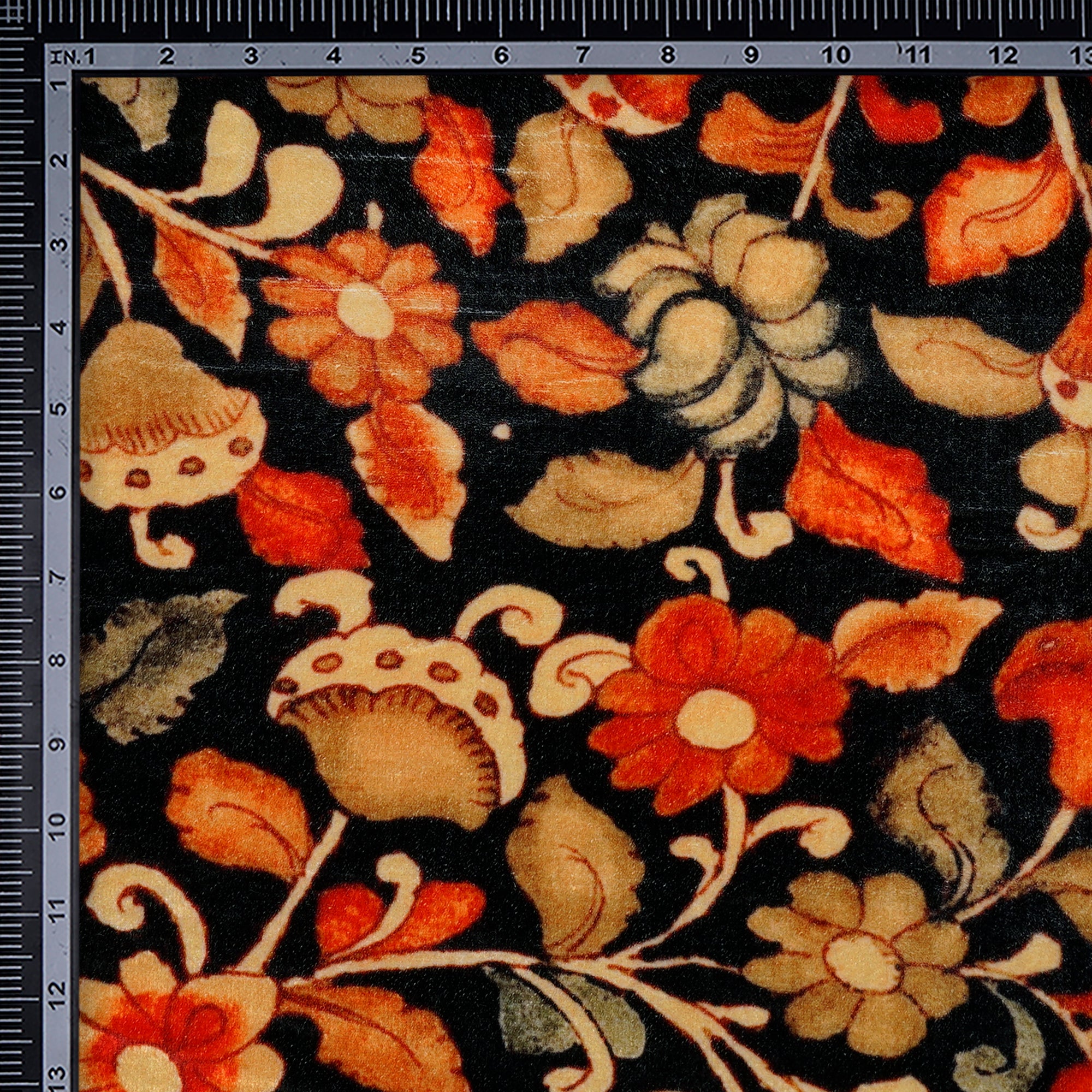 Multi Color Floral Pattern Digital Printed Imported Polyester Velvet Fabric (44" Width)