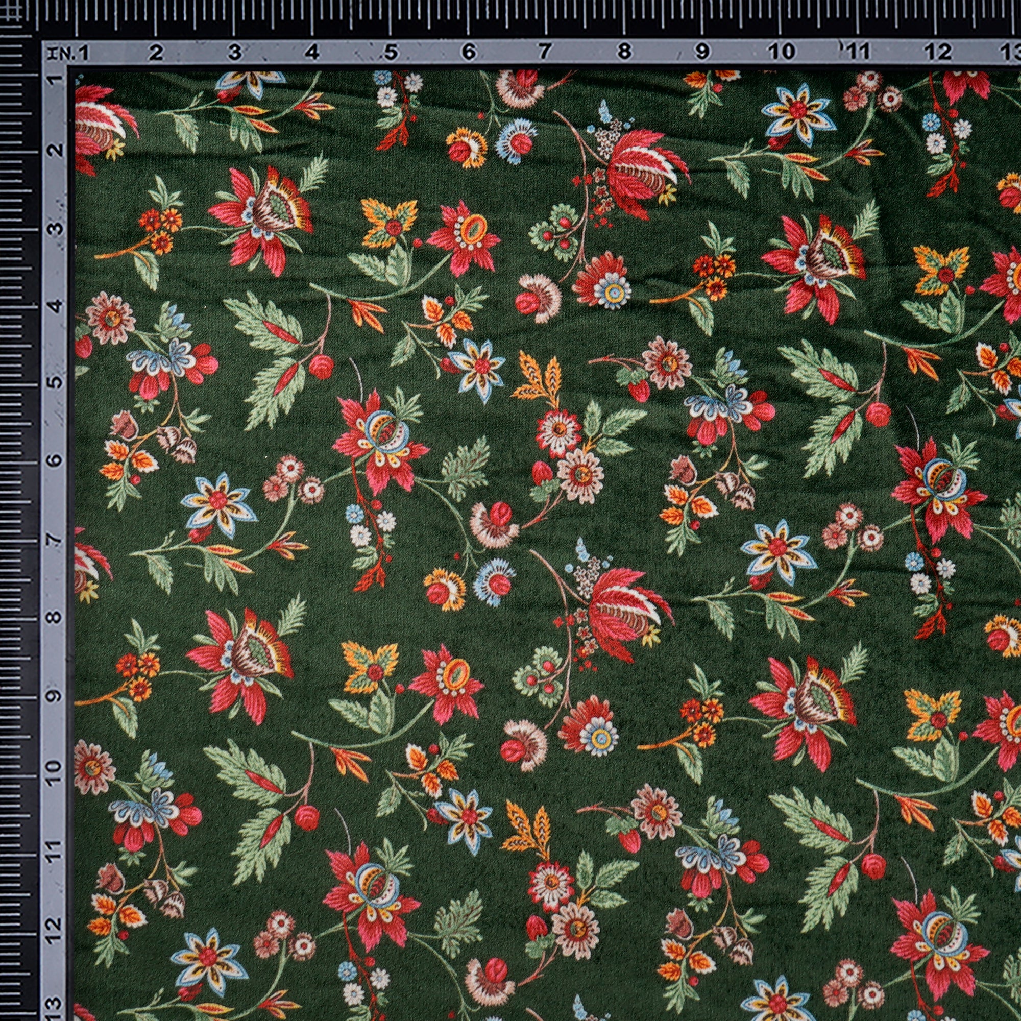 Greener Pastures Floral Pattern Digital Printed Imported Polyester Velvet Fabric (44" Width)