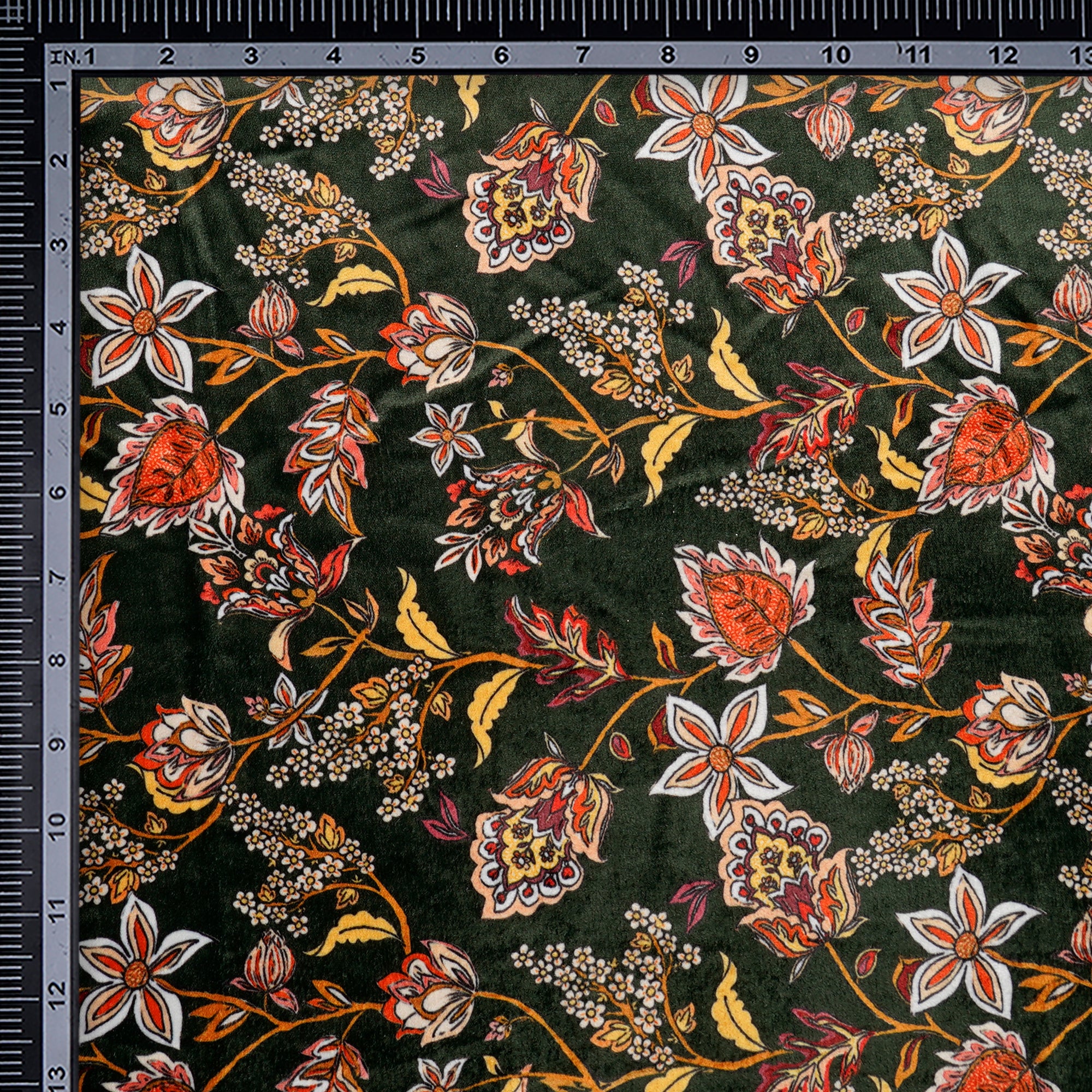 Multi ColorFloral Pattern Digital Printed Imported Polyester Velvet Fabric (44" Width)
