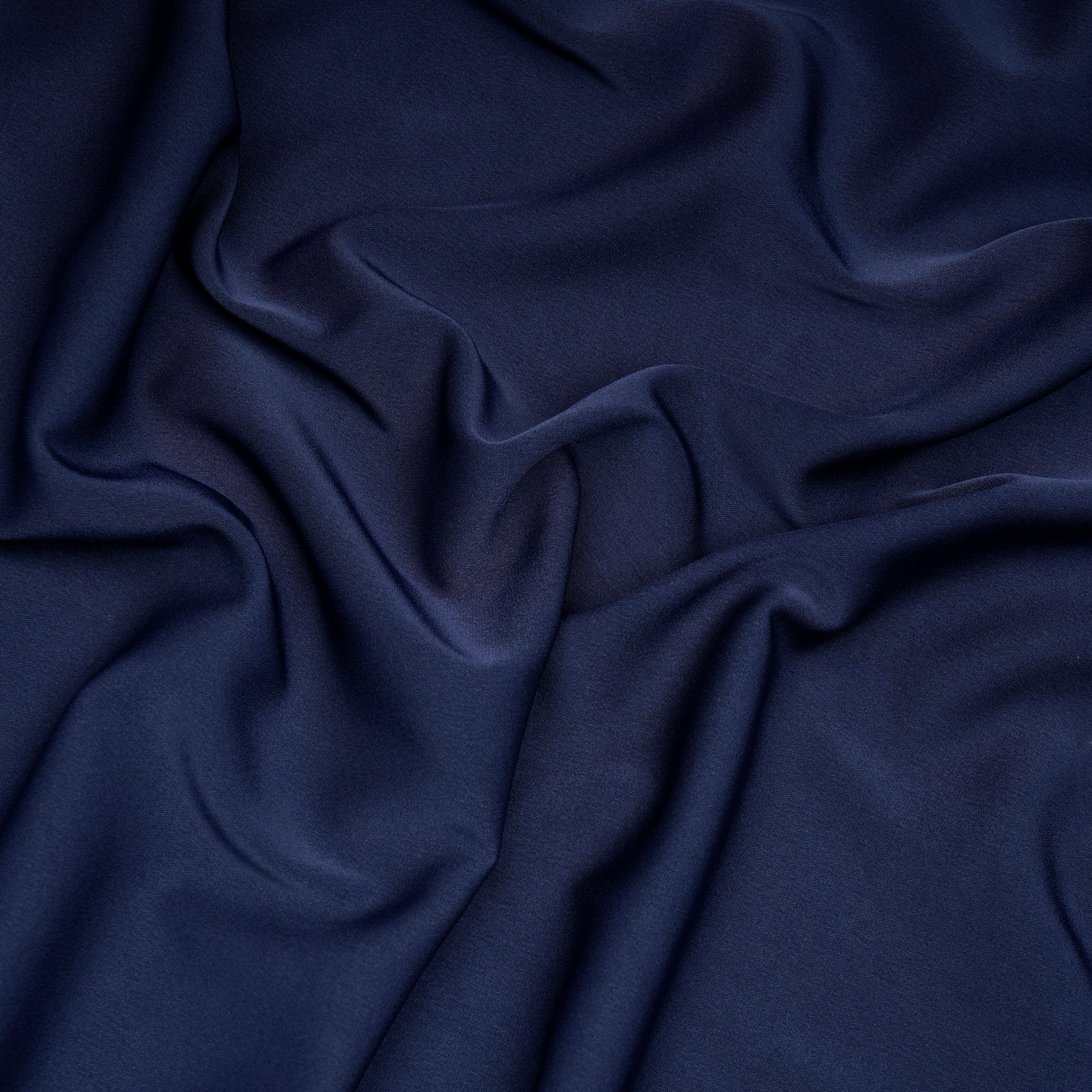 Deep Blue Solid Dyed Imported Prada Crepe Fabric (60" Width)