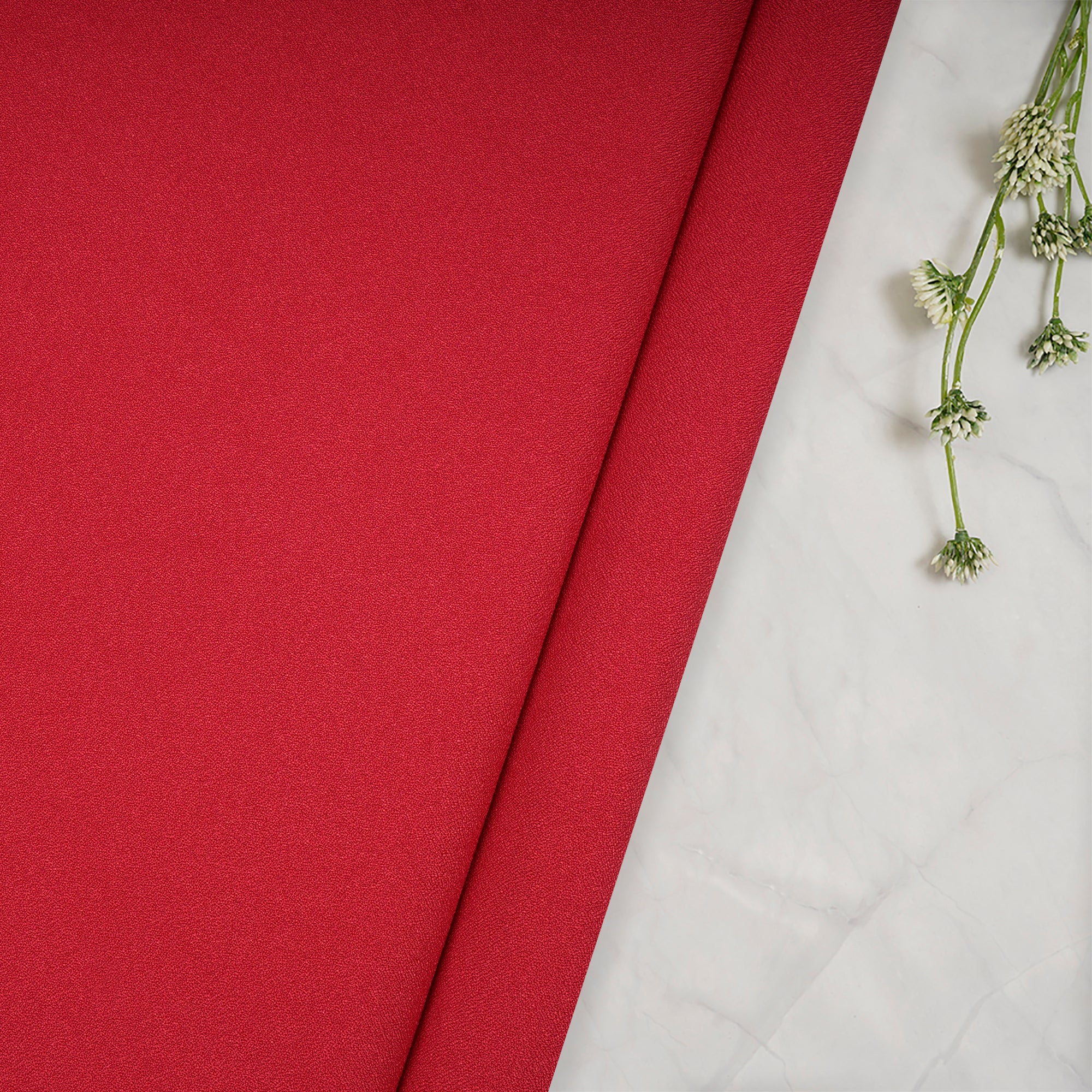 Red Solid Dyed Imported Moss Crepe Fabric (60" Width)