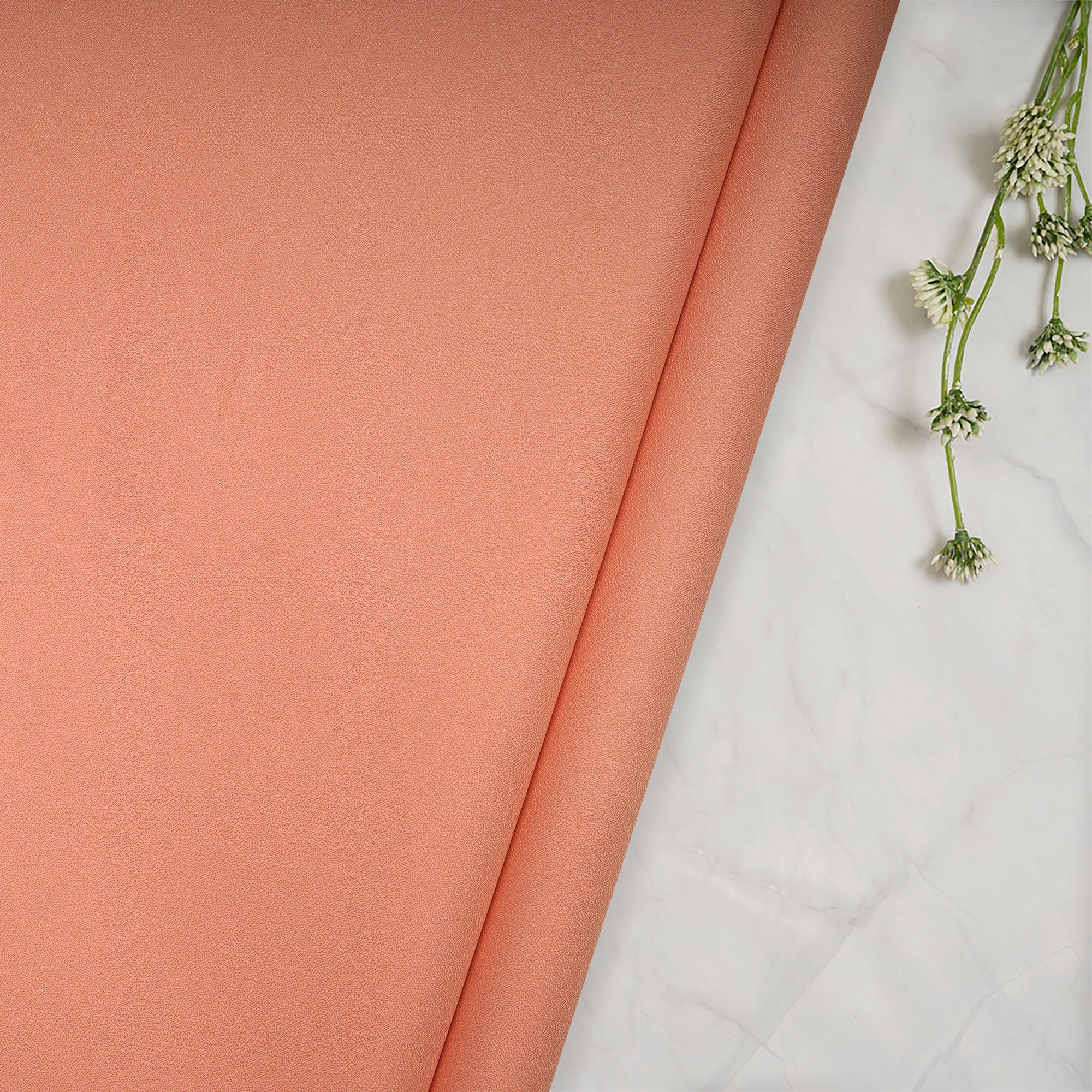 Peach Nectar Solid Dyed Imported Moss Crepe Fabric (60" Width)
