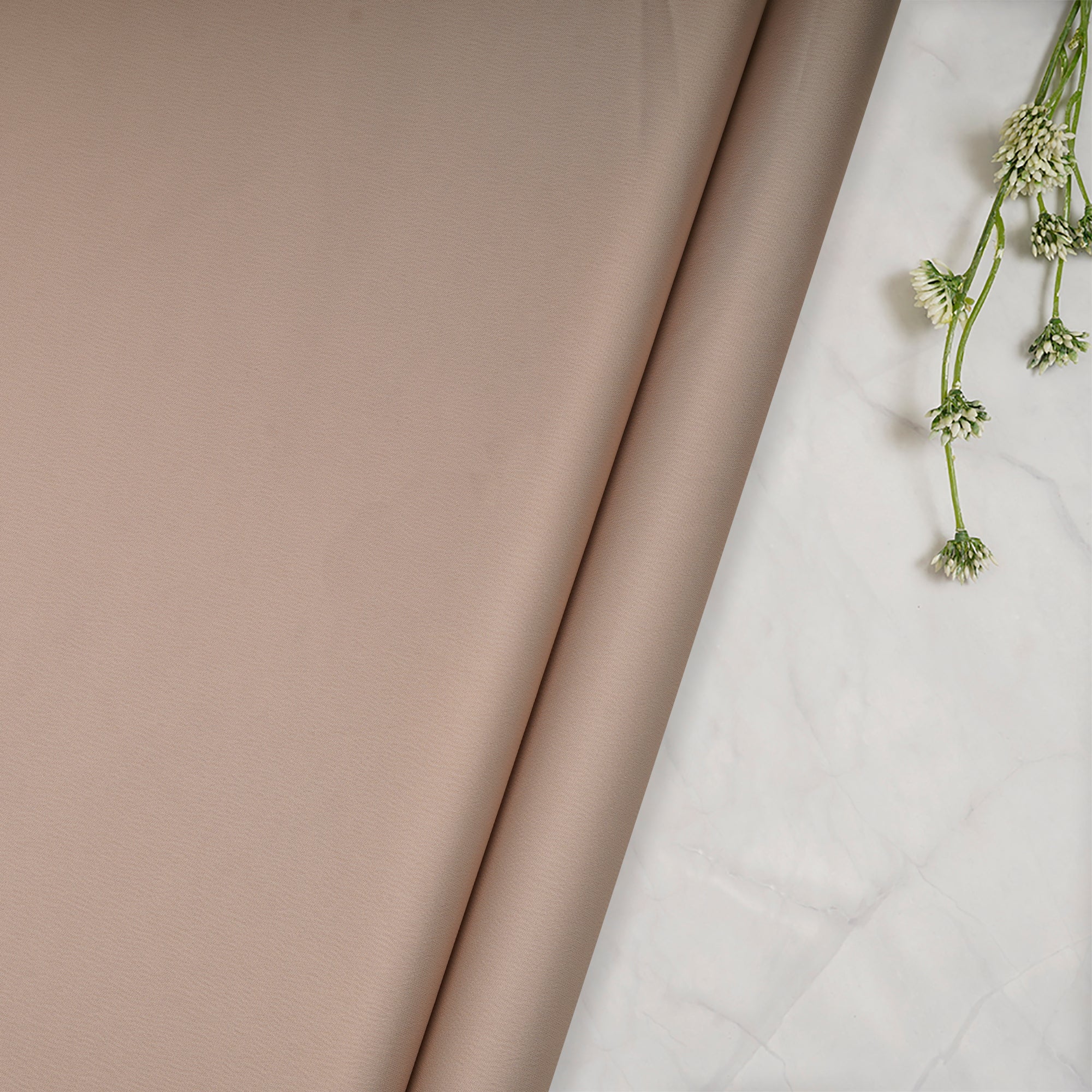 Cream Solid Dyed Imported Crunchy Satin Fabric (60" Width)