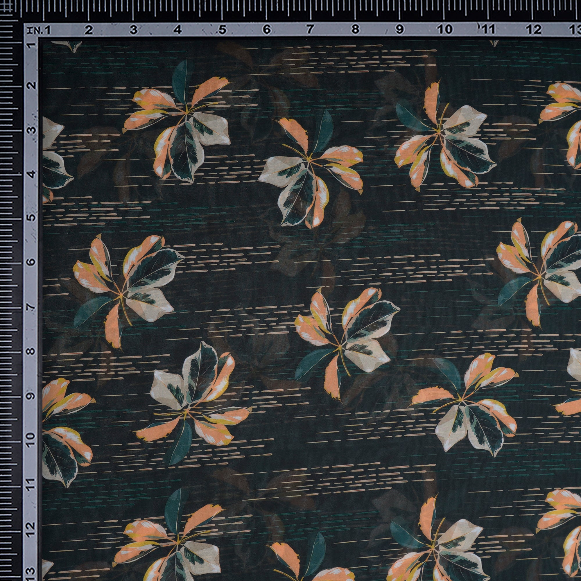 Deep Green Floral Pattern Digital Print Imported Royal Georgette Fabric