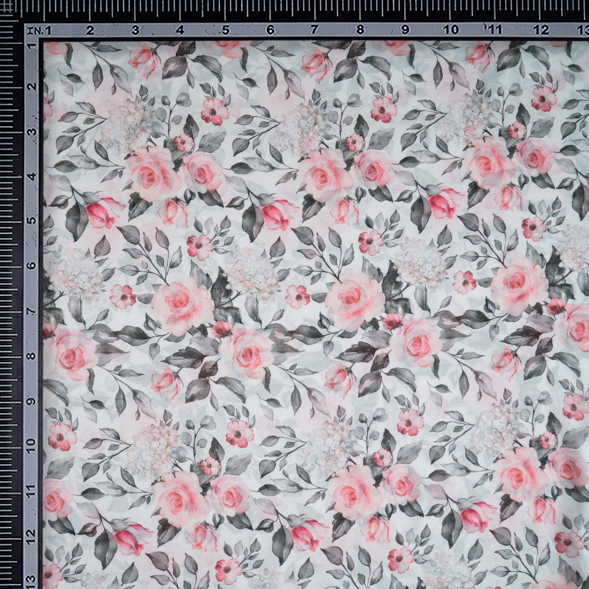 White Floral Pattern Digital Print Imported Royal Georgette Fabric