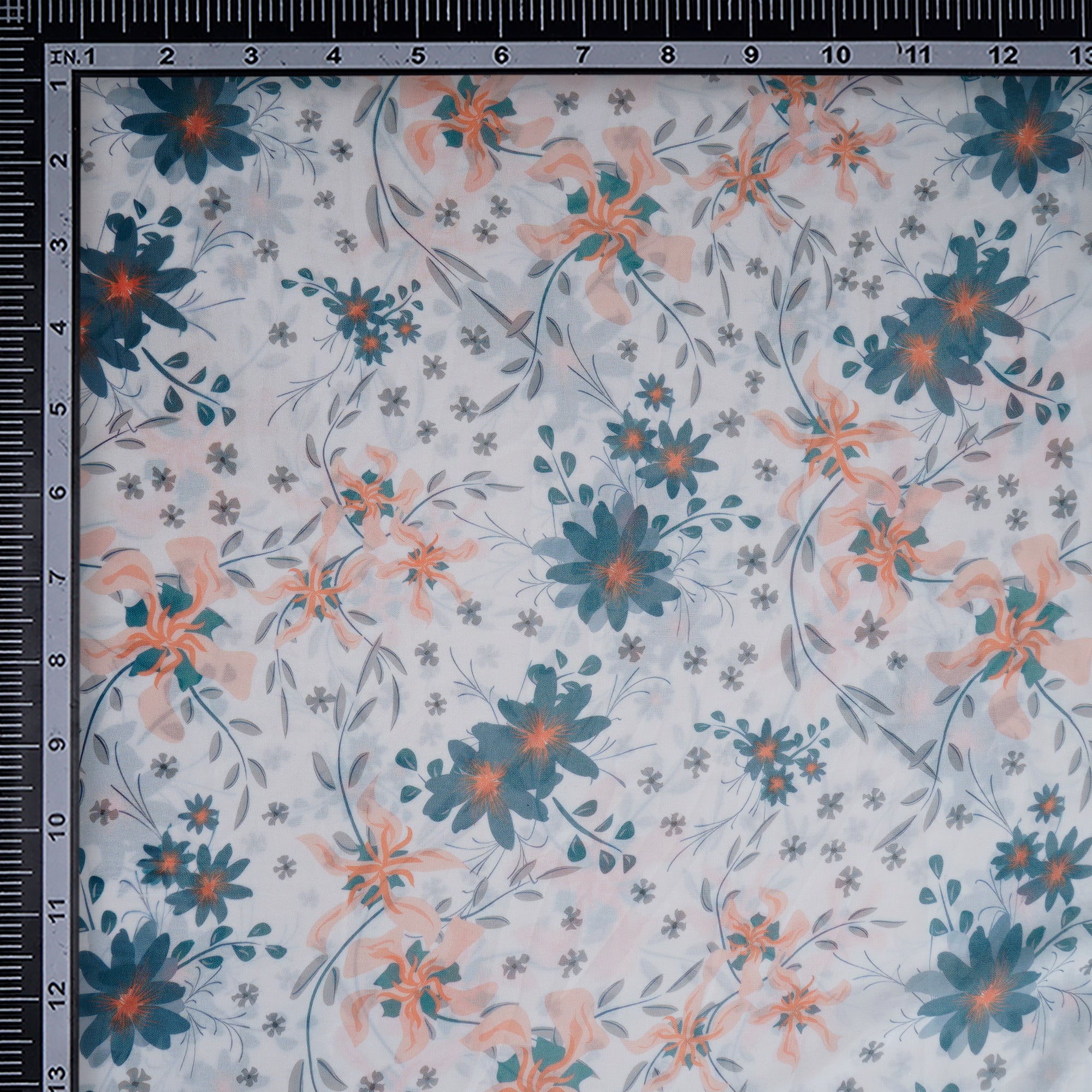 White Floral Pattern Digital Print Imported Royal Georgette Fabric