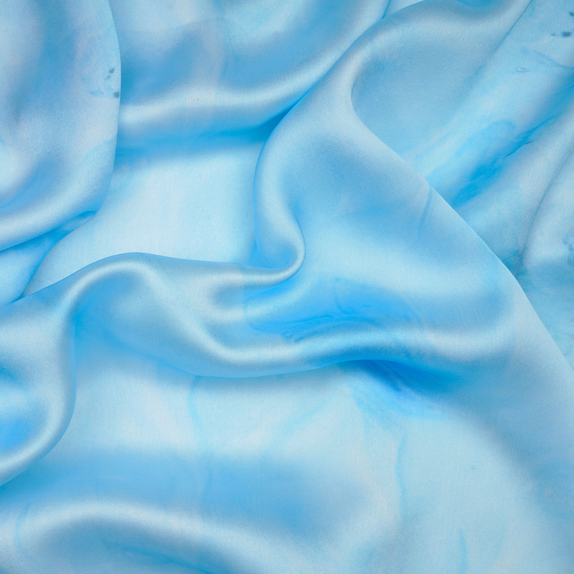 Ice Blue Abstract Pattern Digital Printed Georgette Satin Fabric