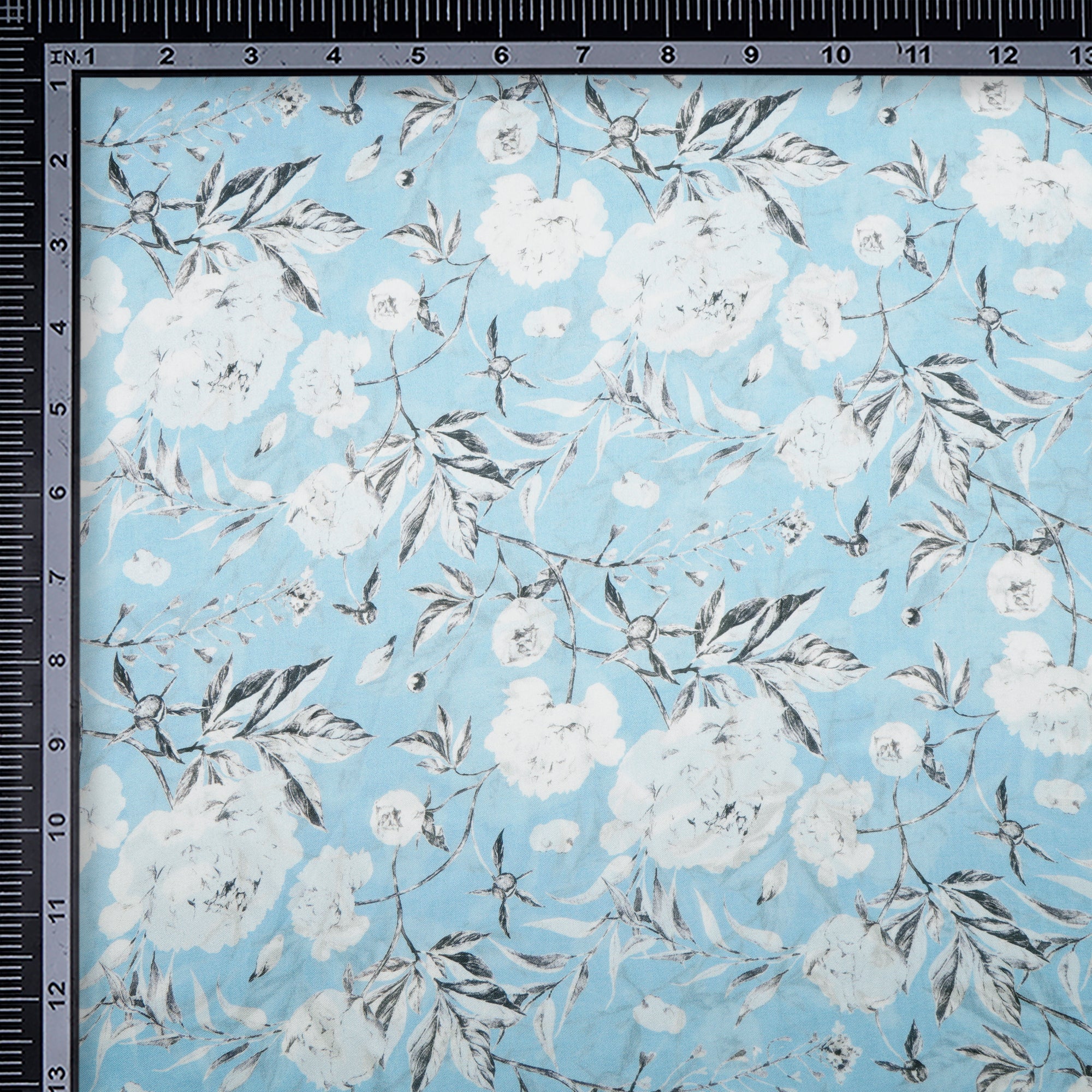 Ice Water Floral Pattern Digital Printed Georgette Satin Fabric