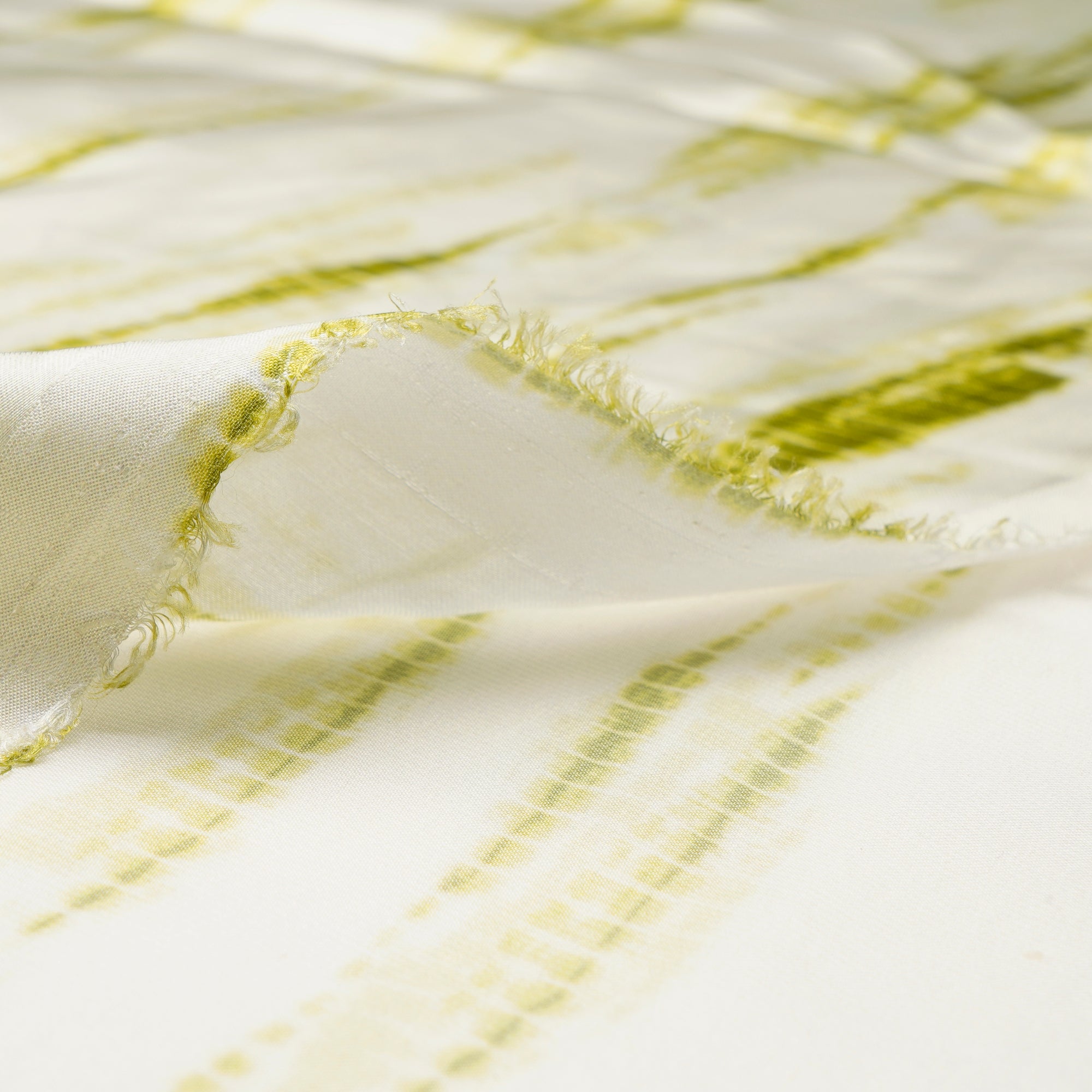 Lime Green Shibori Pattern Digital Printed Georgette Satin Fabric