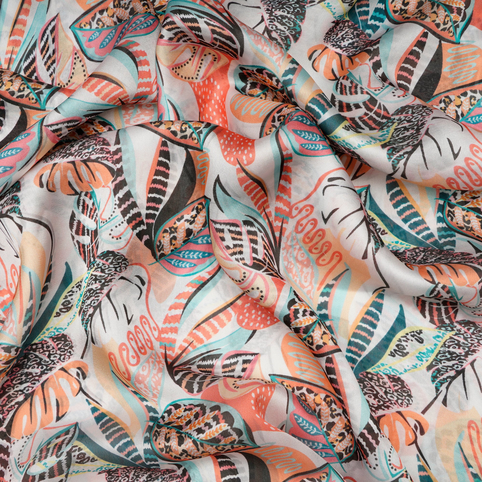 Multi Color Floral Pattern Digital Printed Georgette Satin Fabric