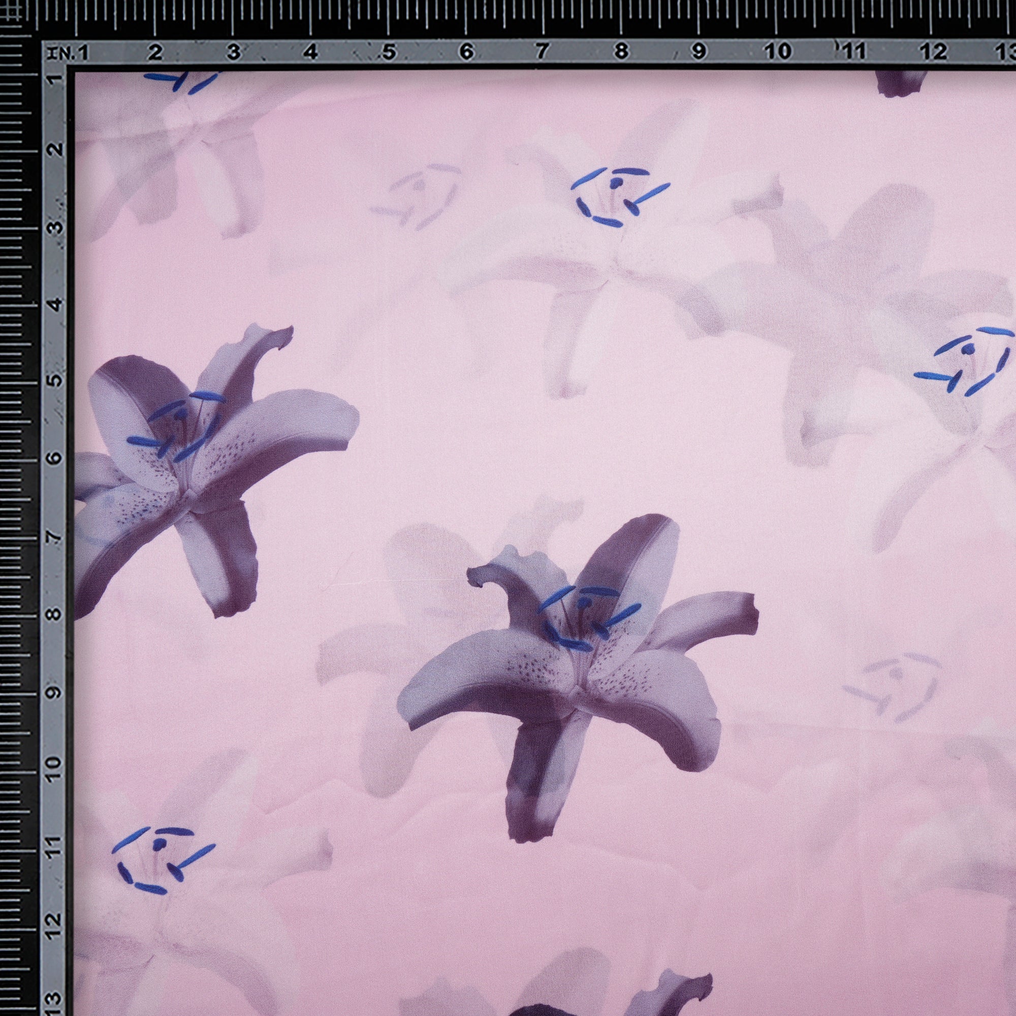 Baby Pink Floral Pattern Digital Printed Georgette Satin Fabric