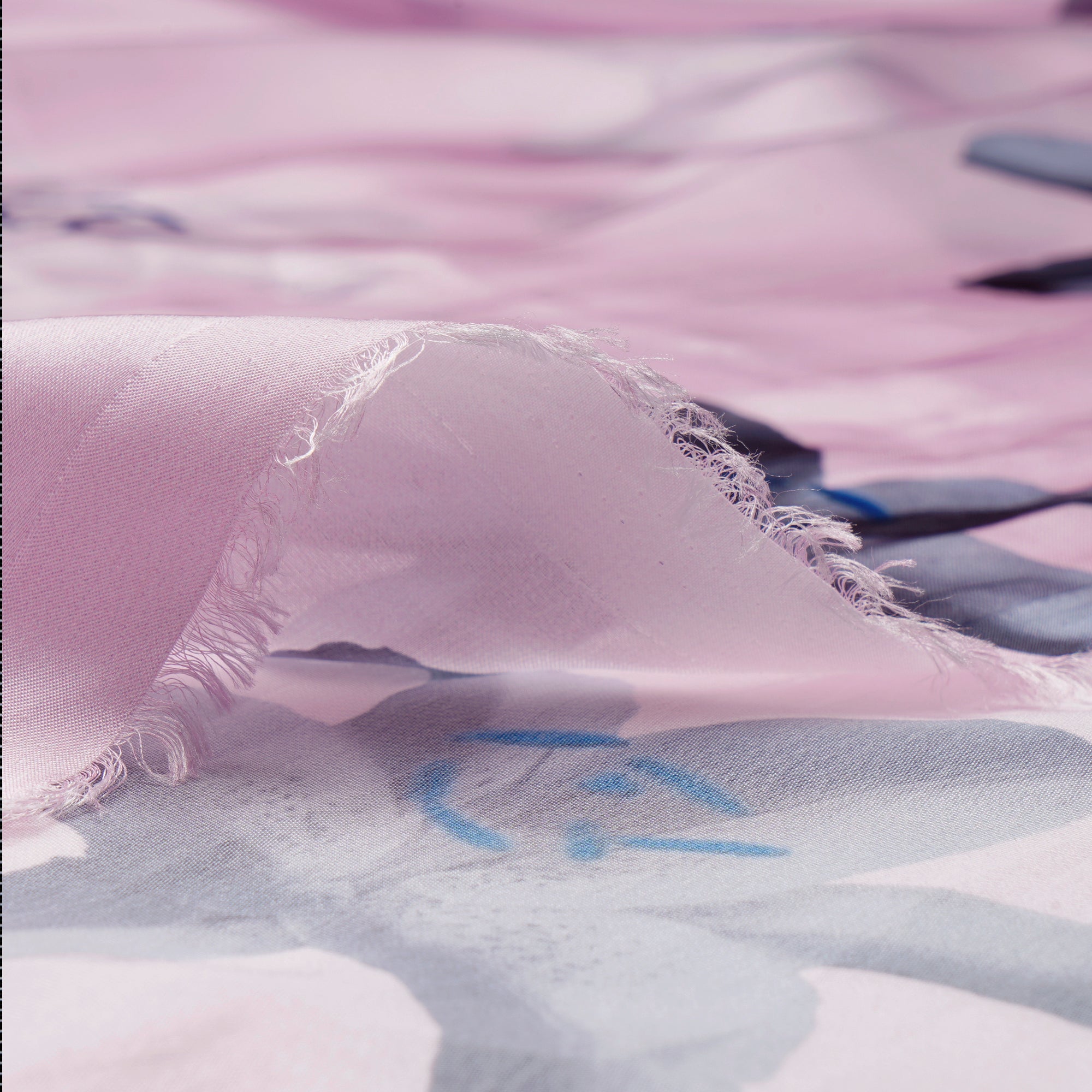Baby Pink Floral Pattern Digital Printed Georgette Satin Fabric