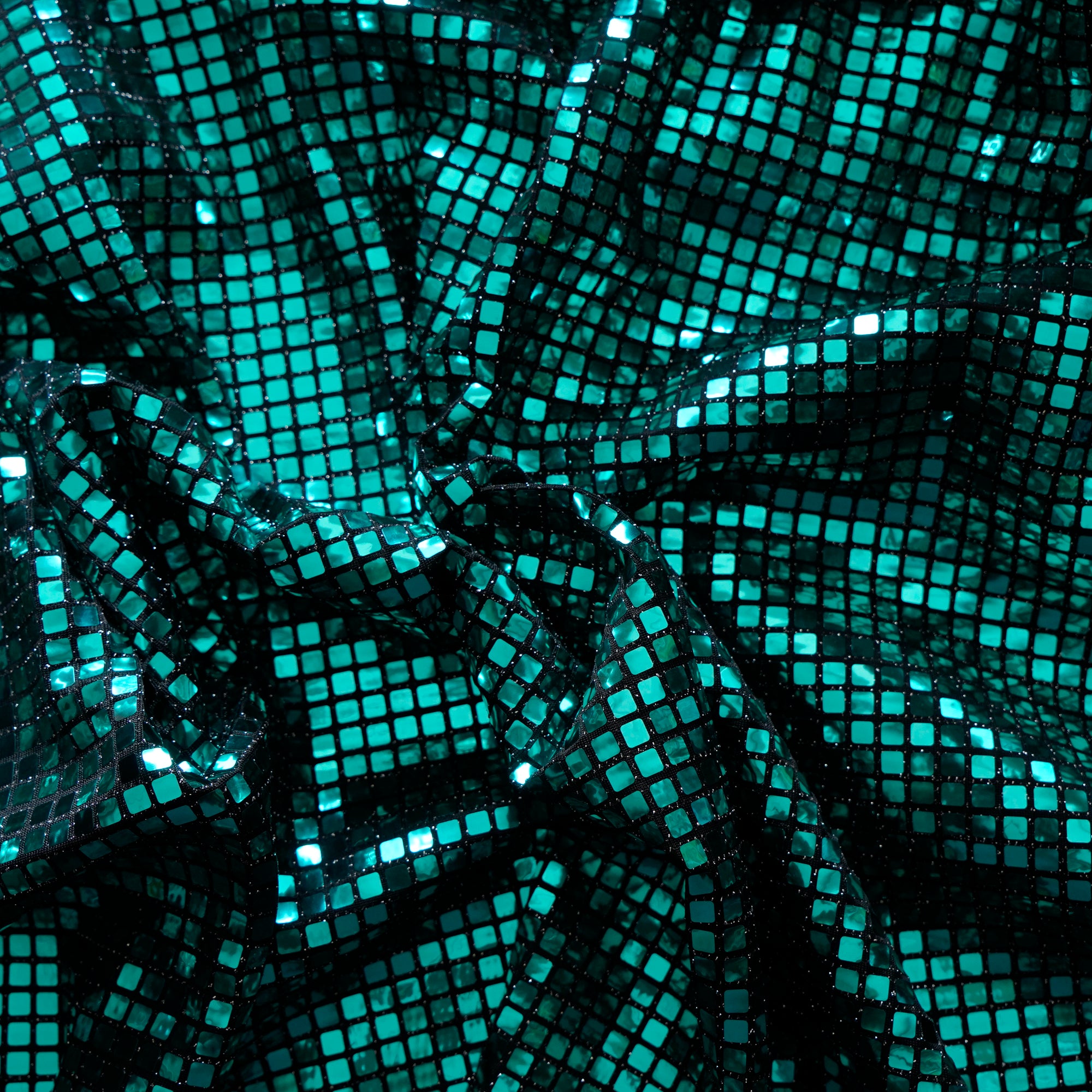 Green Geometric Pattern Imported Fancy Glitter Foil Fabric