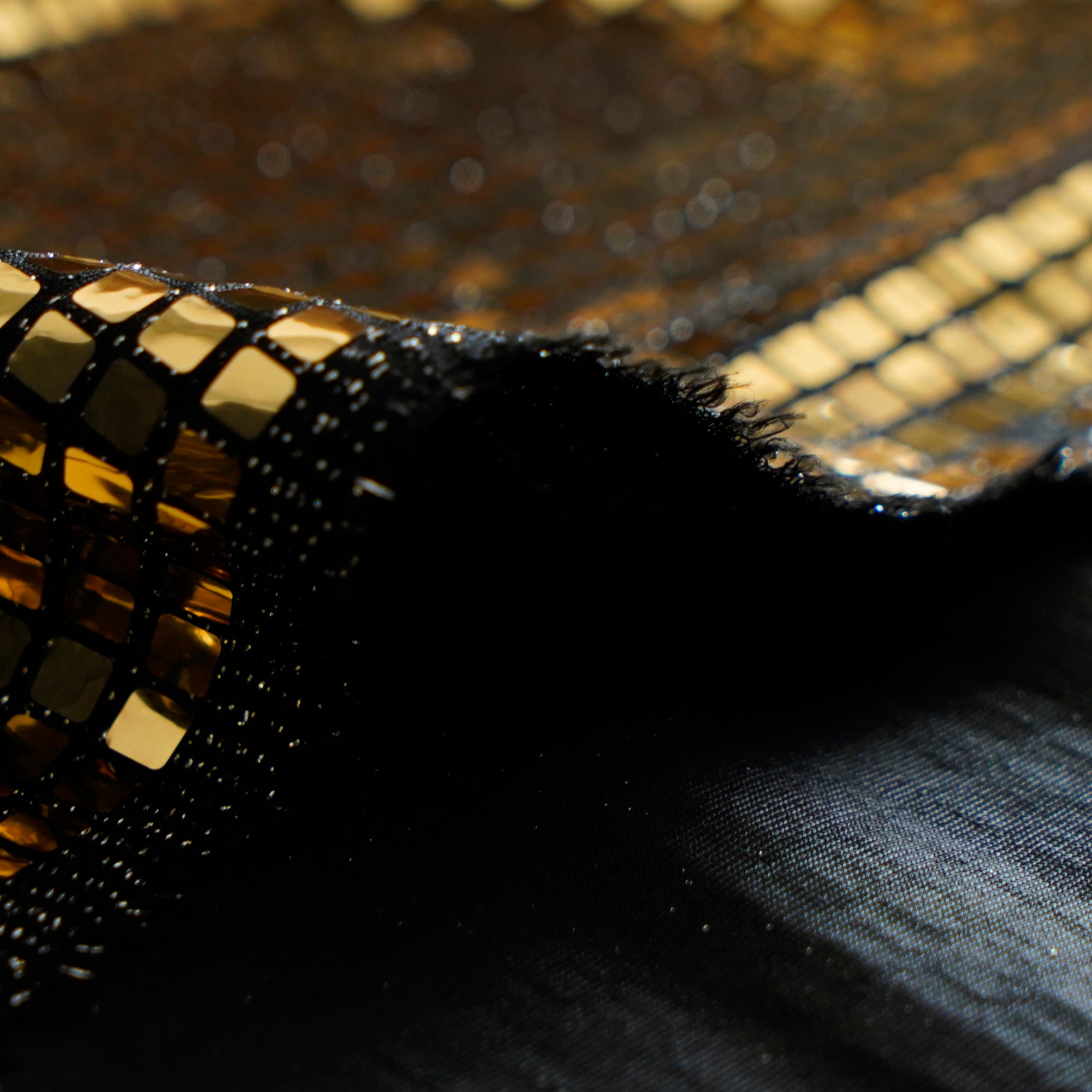 Gold Geometric Pattern Imported Fancy Glitter Foil Fabric