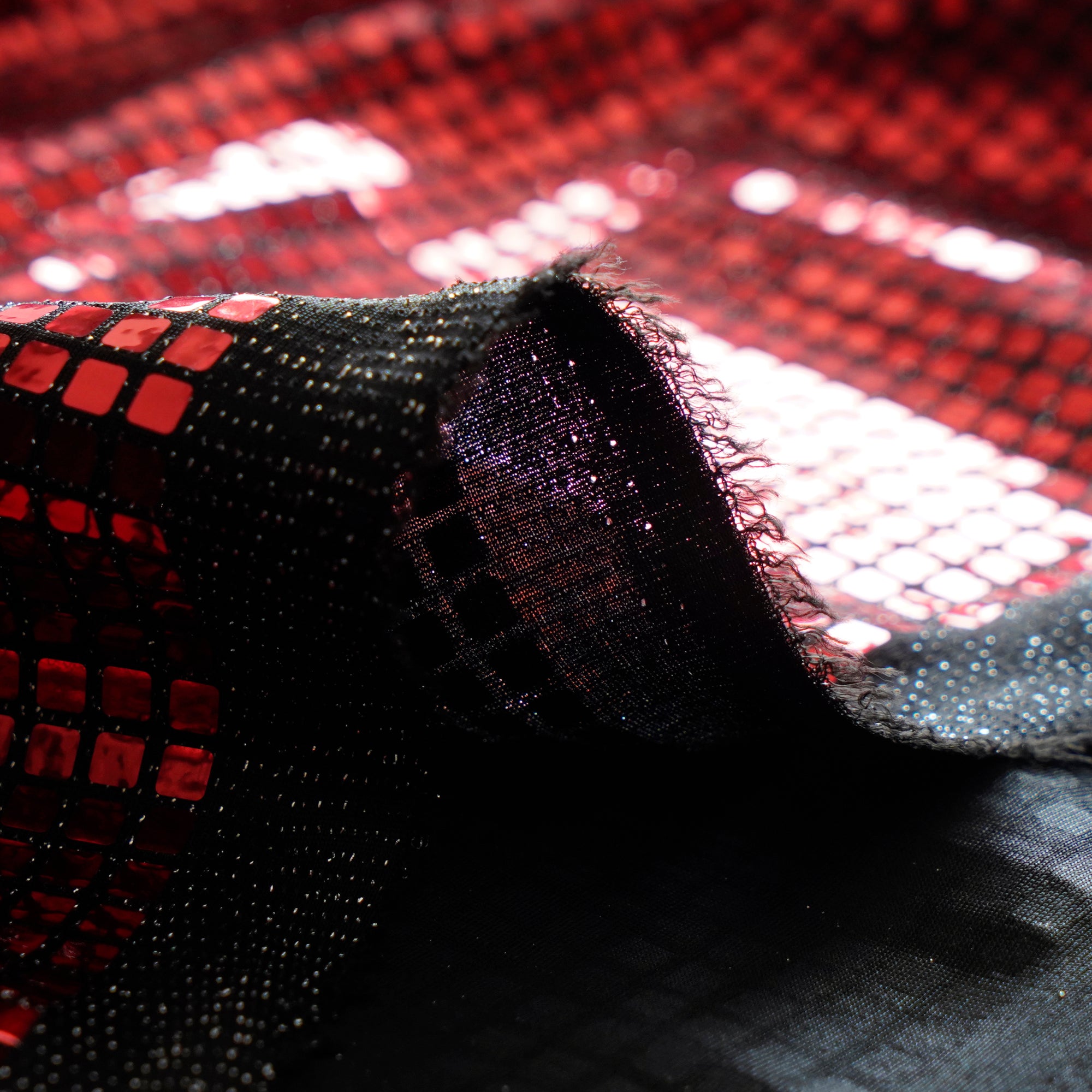 Red Geometric Pattern Imported Fancy Glitter Foil Fabric