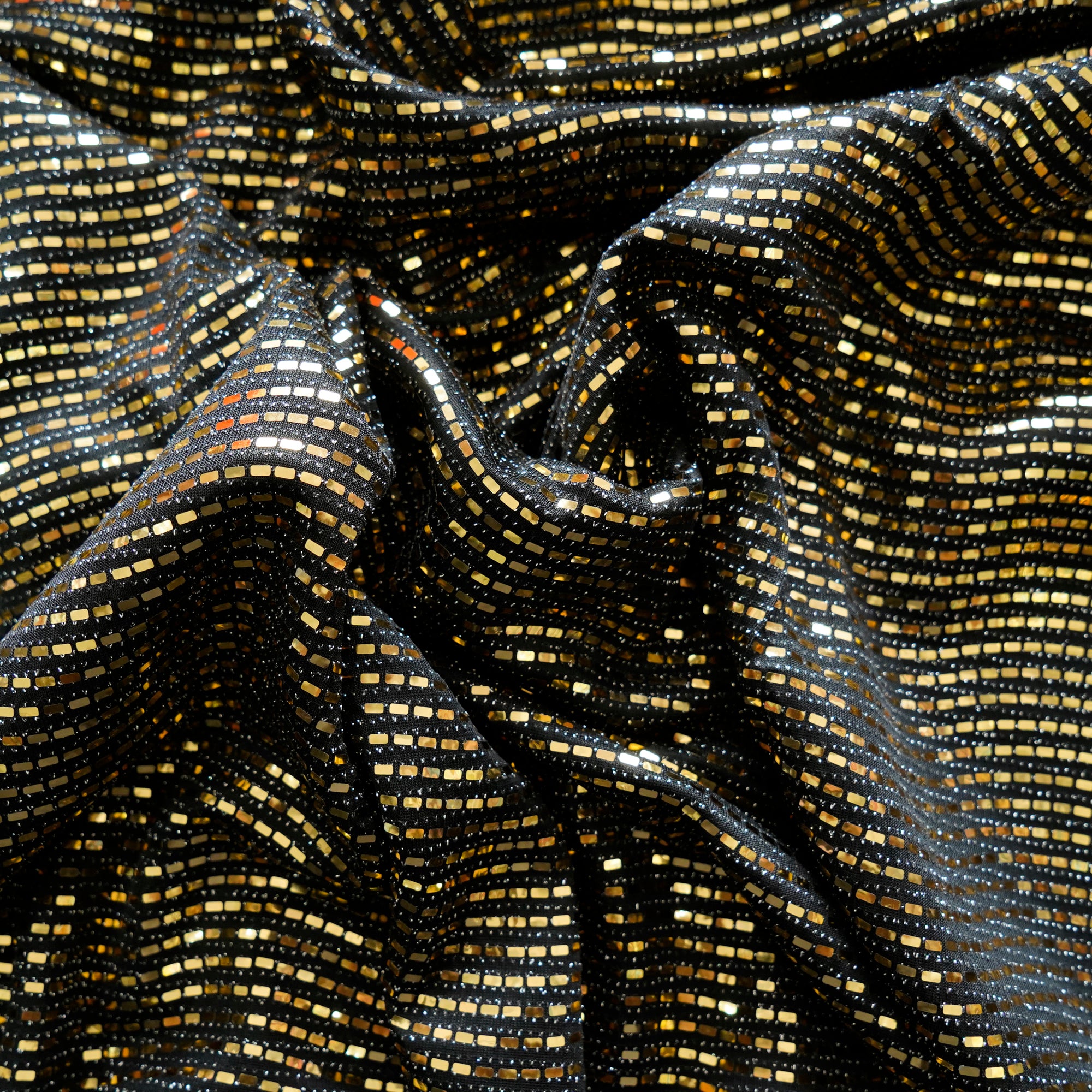 Gold Geometric Pattern Imported Fancy Glitter Foil Fabric