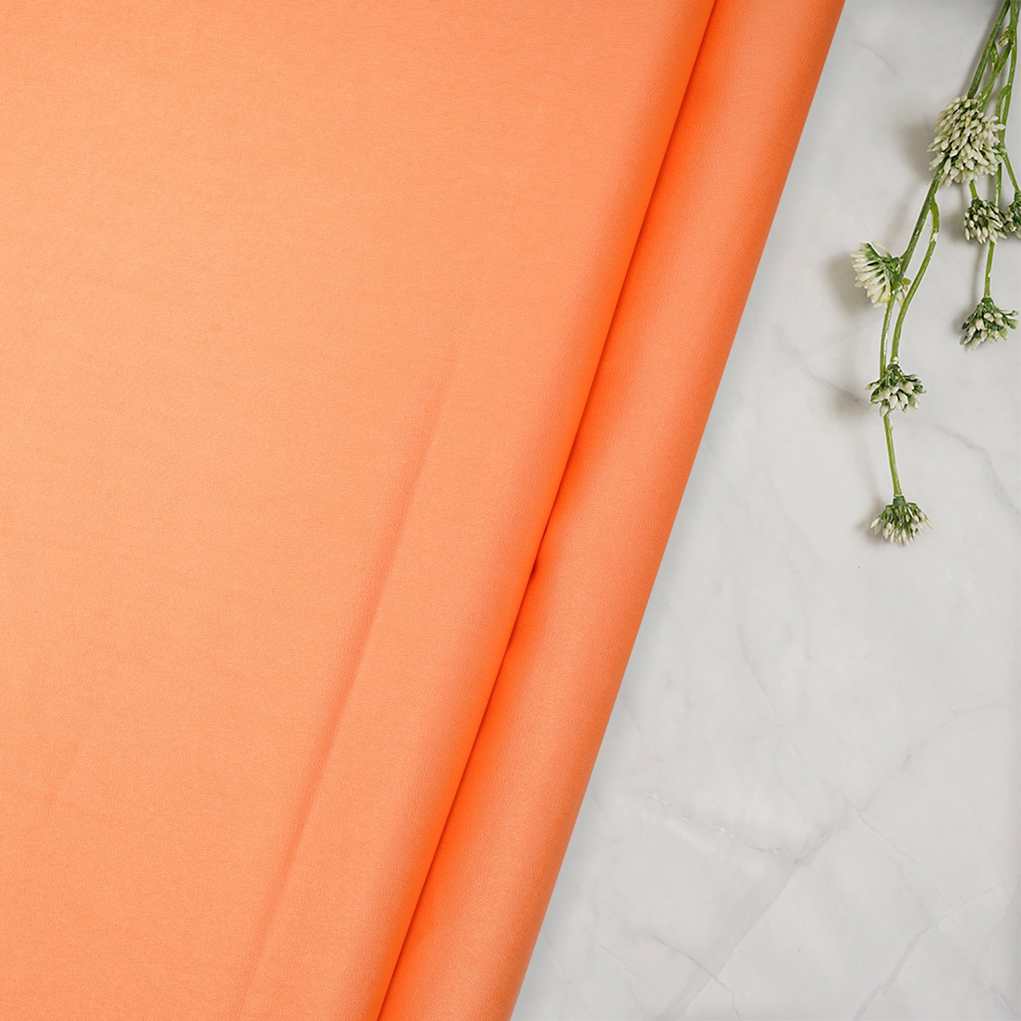 Tangerine Solid Dyed Imported Velvet Satin Fabric (60" Width)