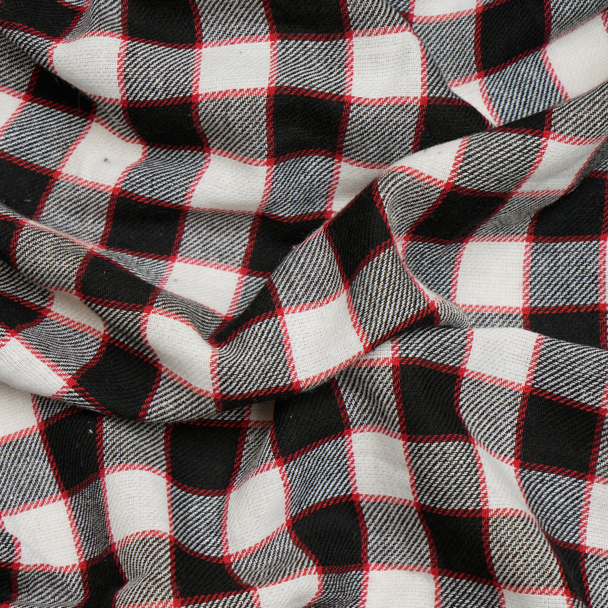 Black-White Yarn Dyed Cotton Twill Check Fabric (54" Width)