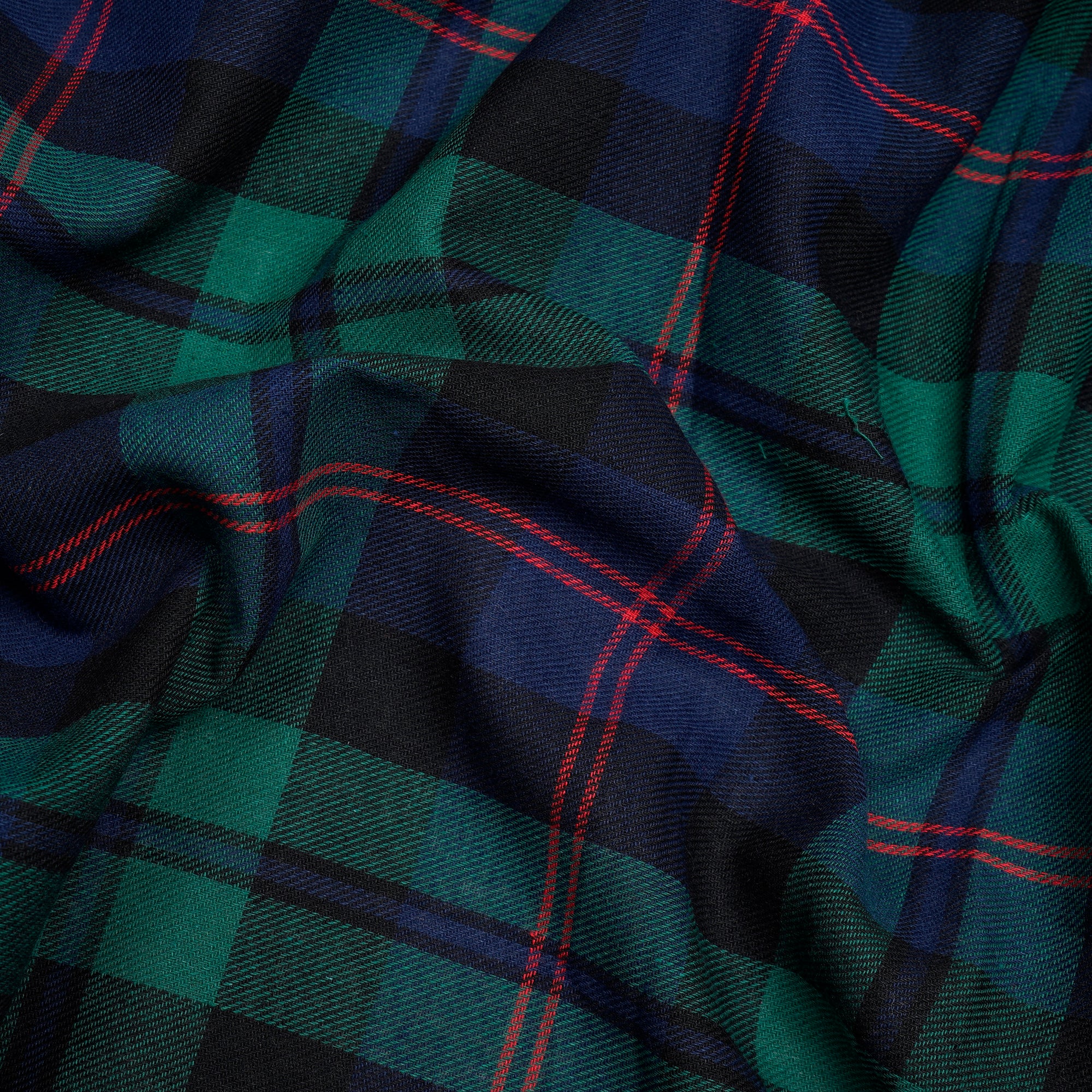 Blue-Green Yarn Dyed Cotton Twill Check Fabric (54" Width)