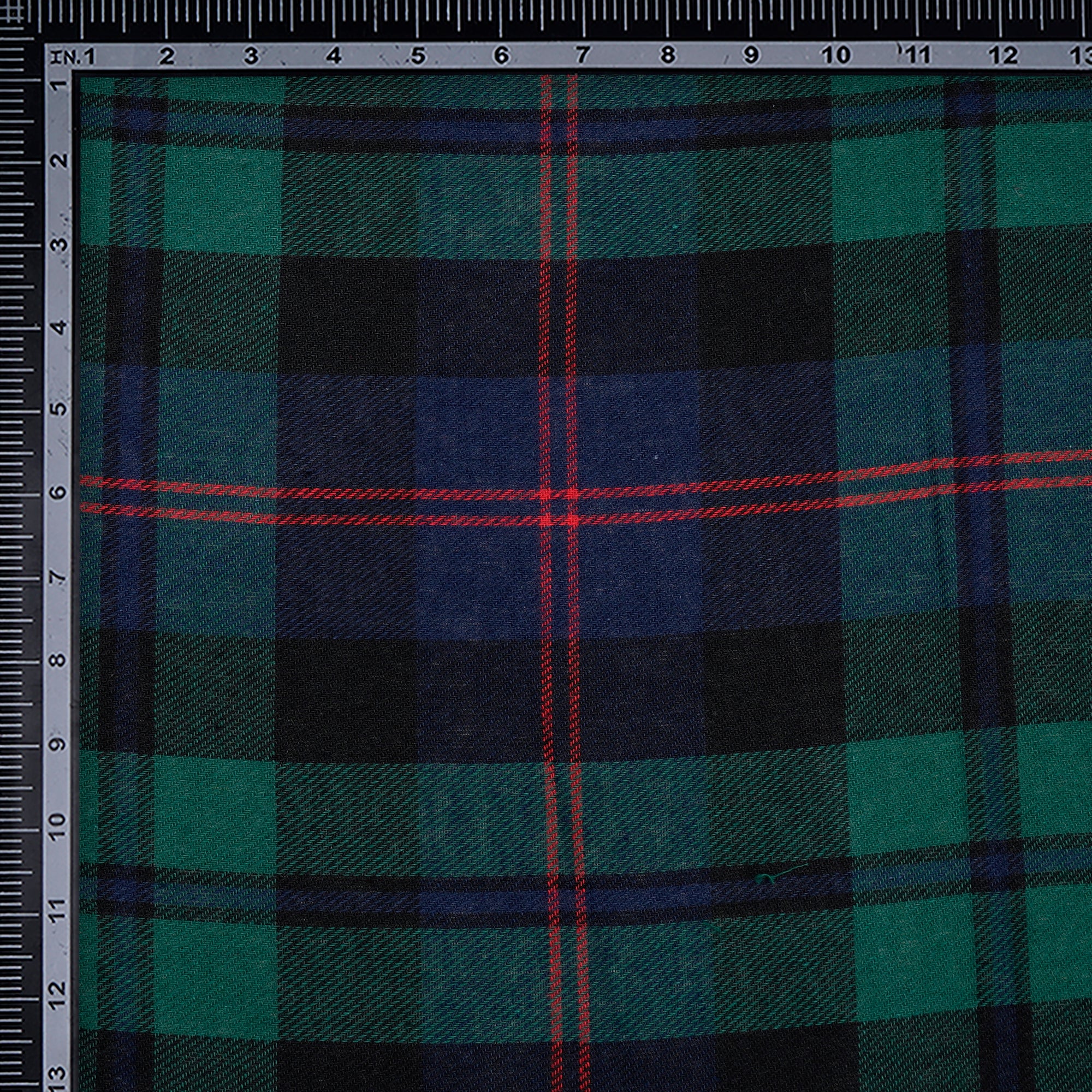 Blue-Green Yarn Dyed Cotton Twill Check Fabric (54" Width)