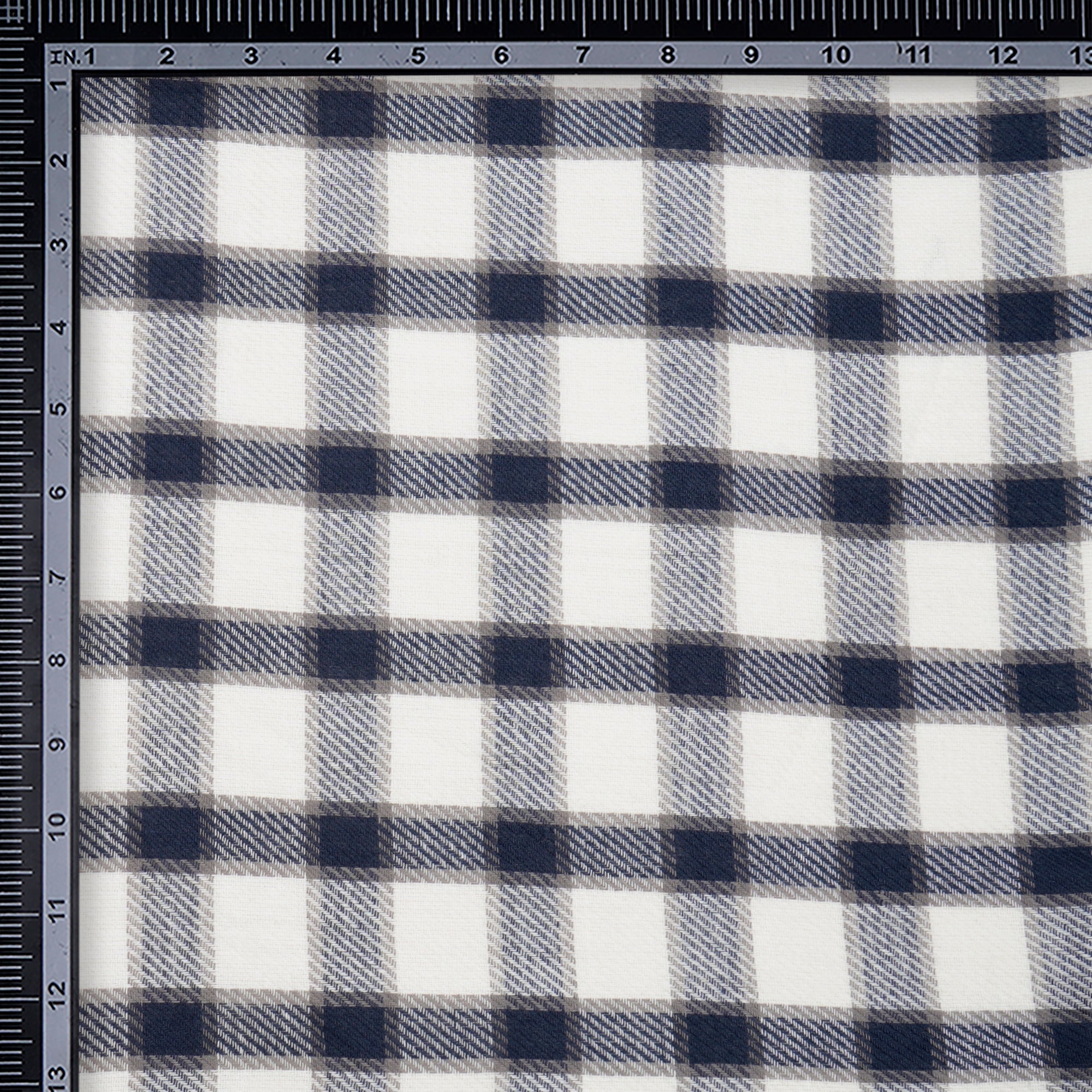 White-Blue Yarn Dyed Cotton Twill Check Fabric (54" Width)