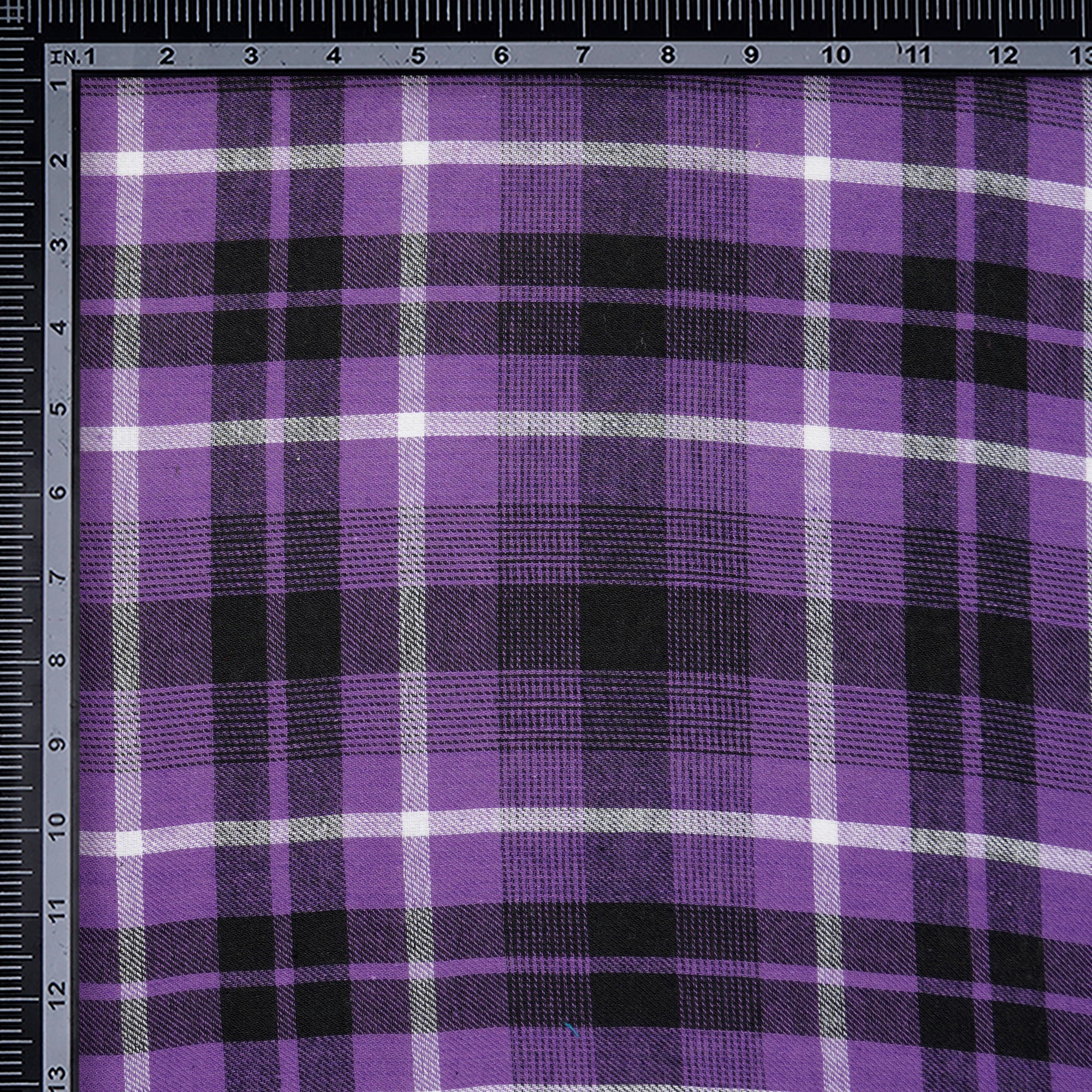Purple-Black Yarn Dyed Cotton Twill Check Fabric (54" Width)