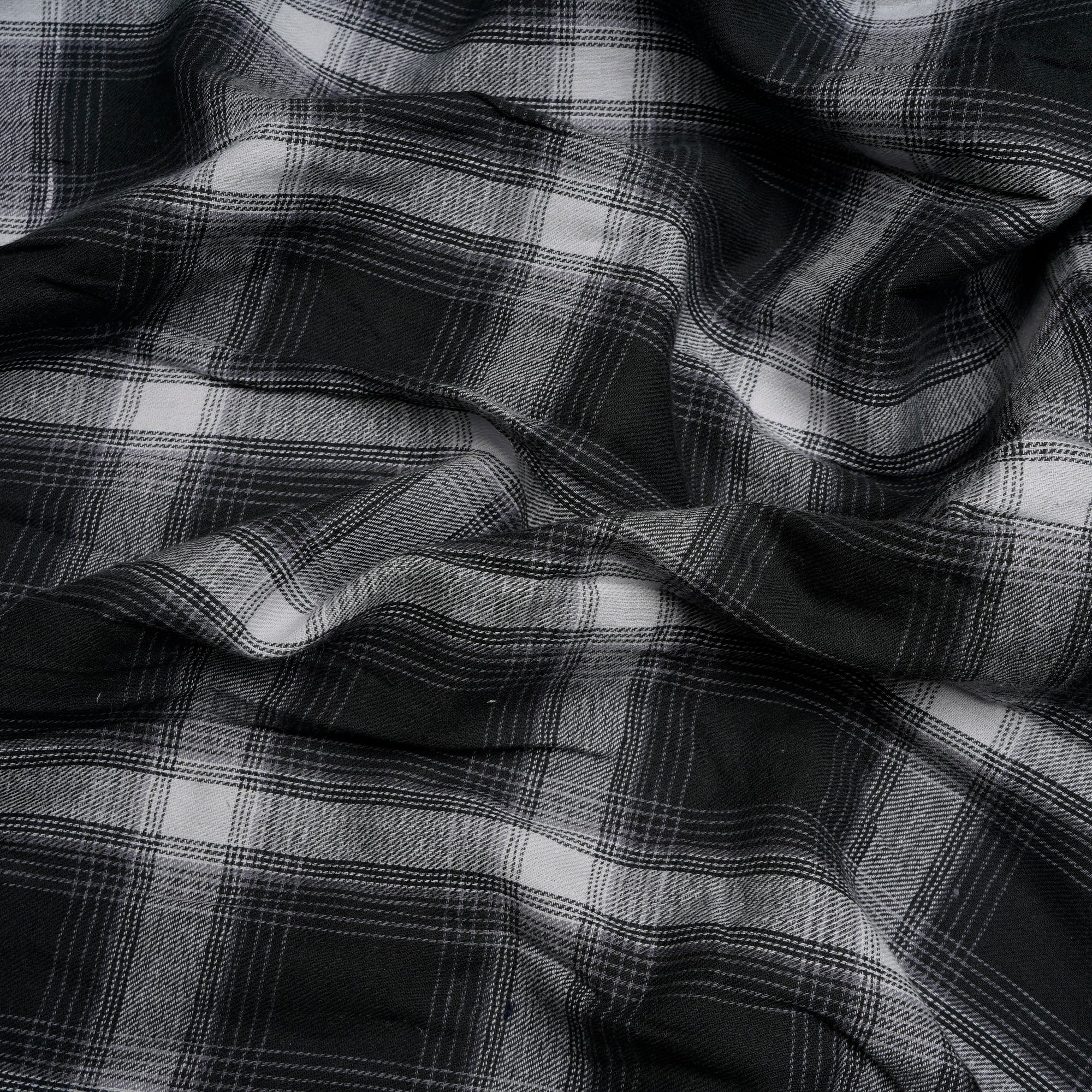 Black-Grey Yarn Dyed Cotton Twill Check Fabric (54" Width)