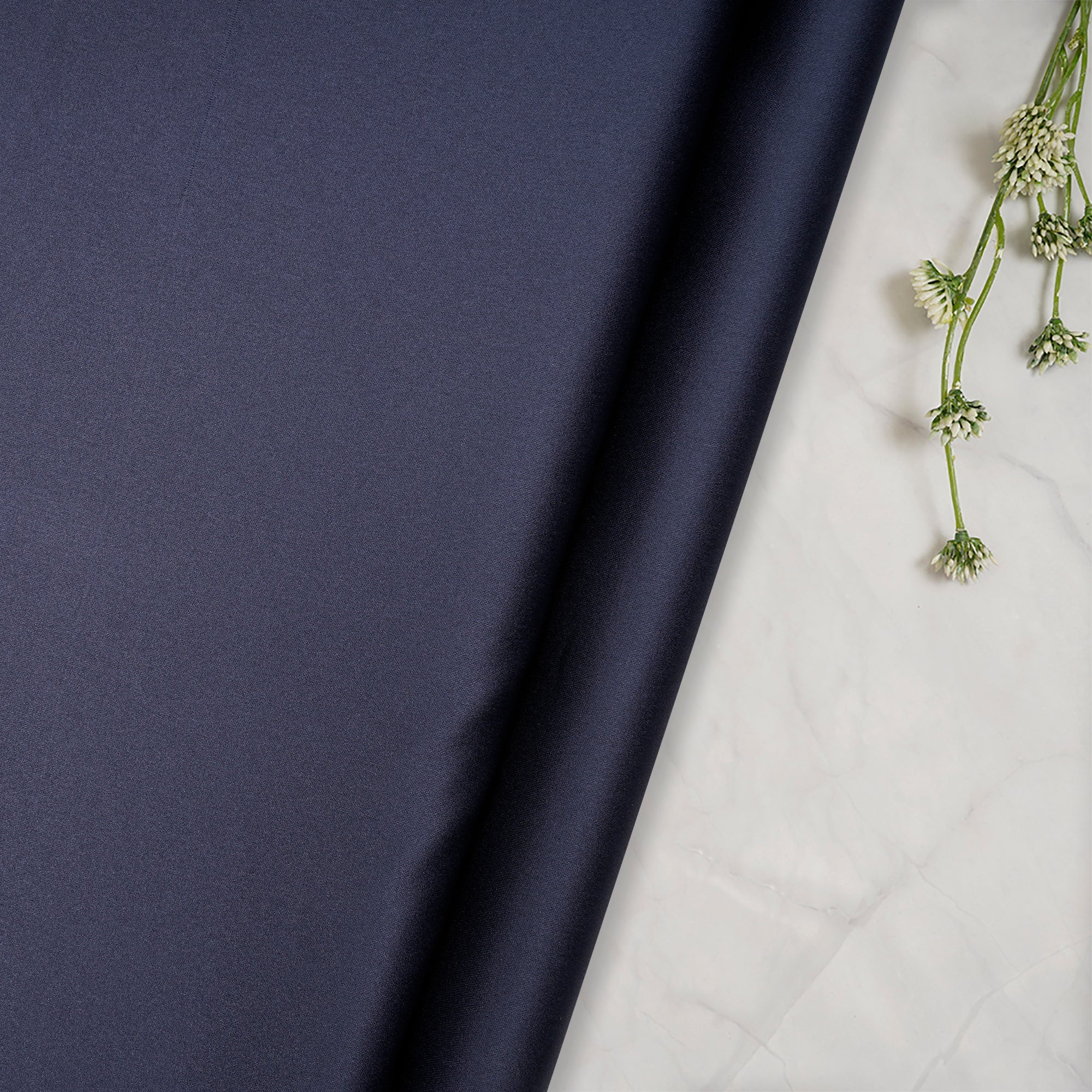 Deep Blue Solid Dyed Imported Duchess Satin Fabric (60" Width)