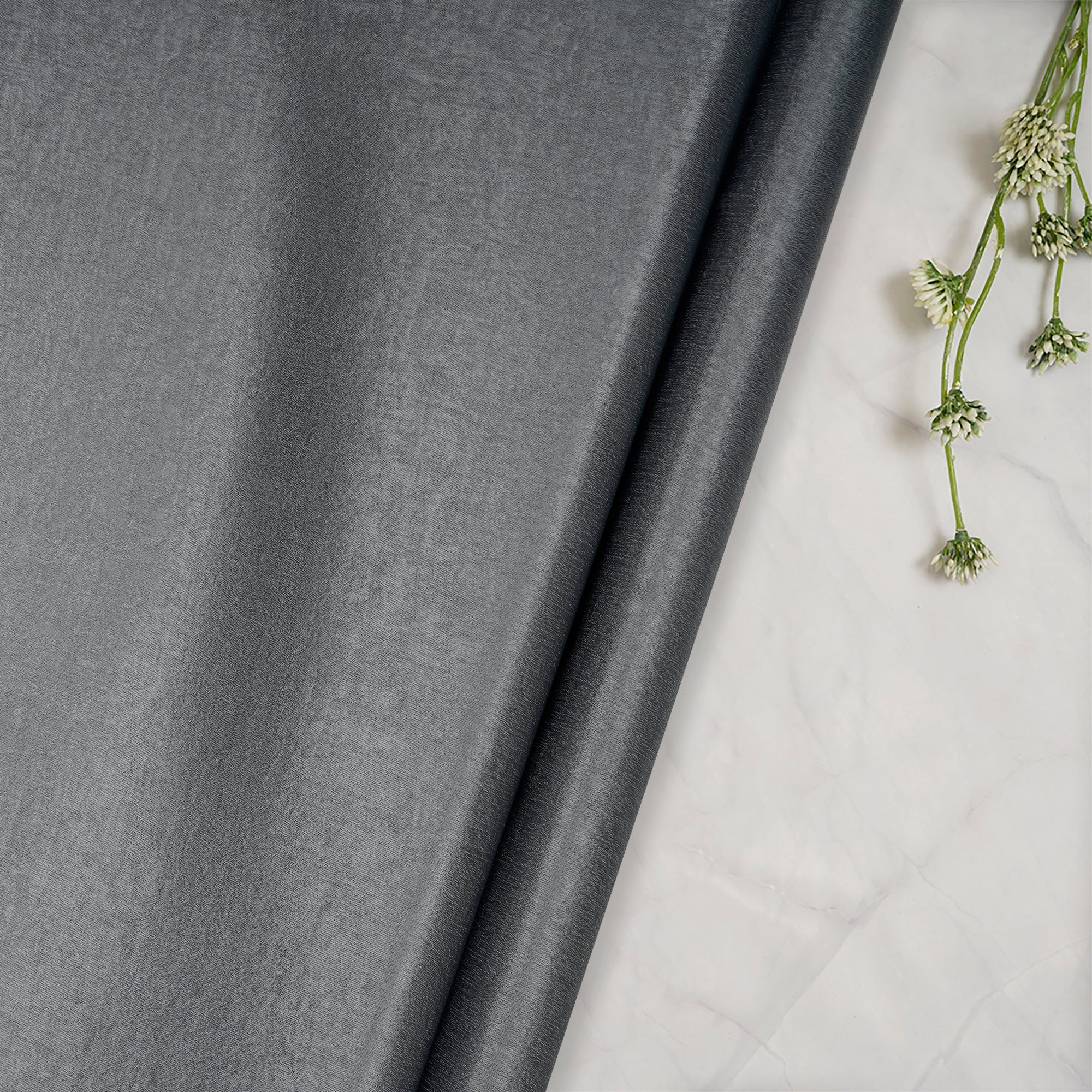 Dark Grey Solid Dyed Imported Sandwash Satin Fabric (60" Width)