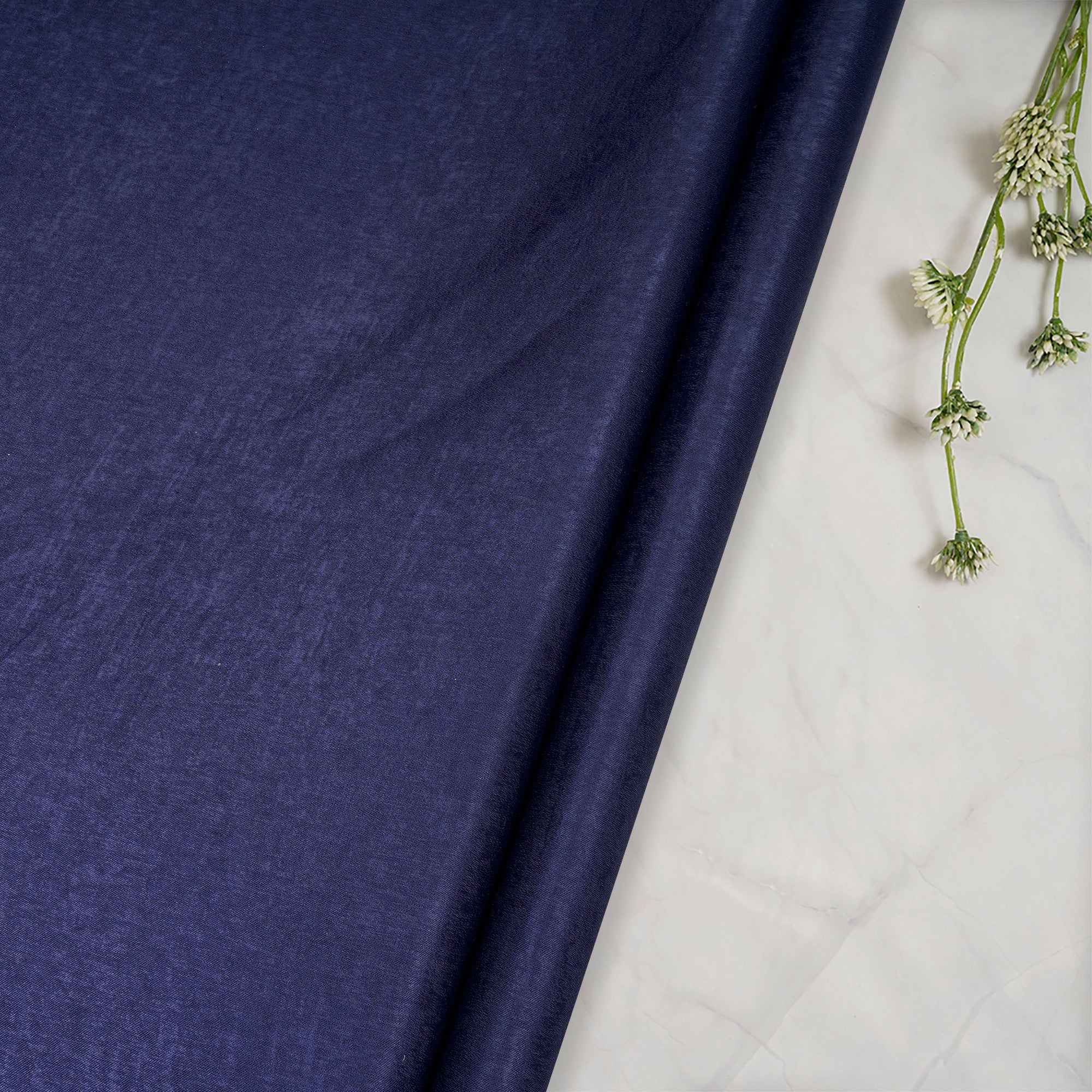 Deep Blue Solid Dyed Imported Sandwash Satin Fabric (60" Width)