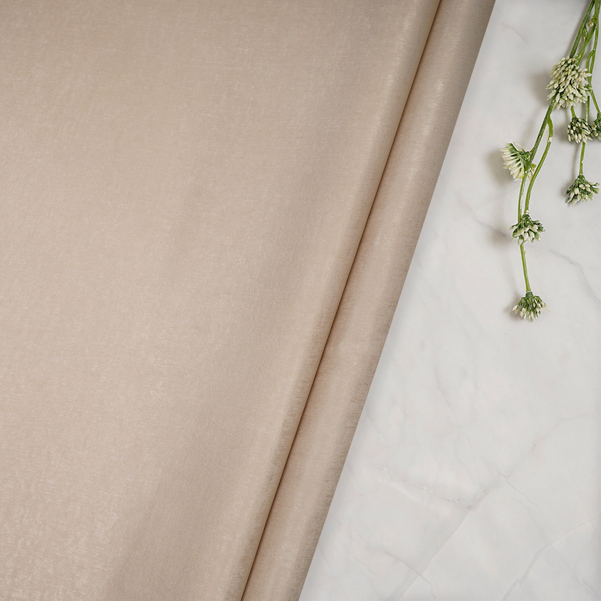 Cream Solid Dyed Imported Sandwash Satin Fabric (60" Width)