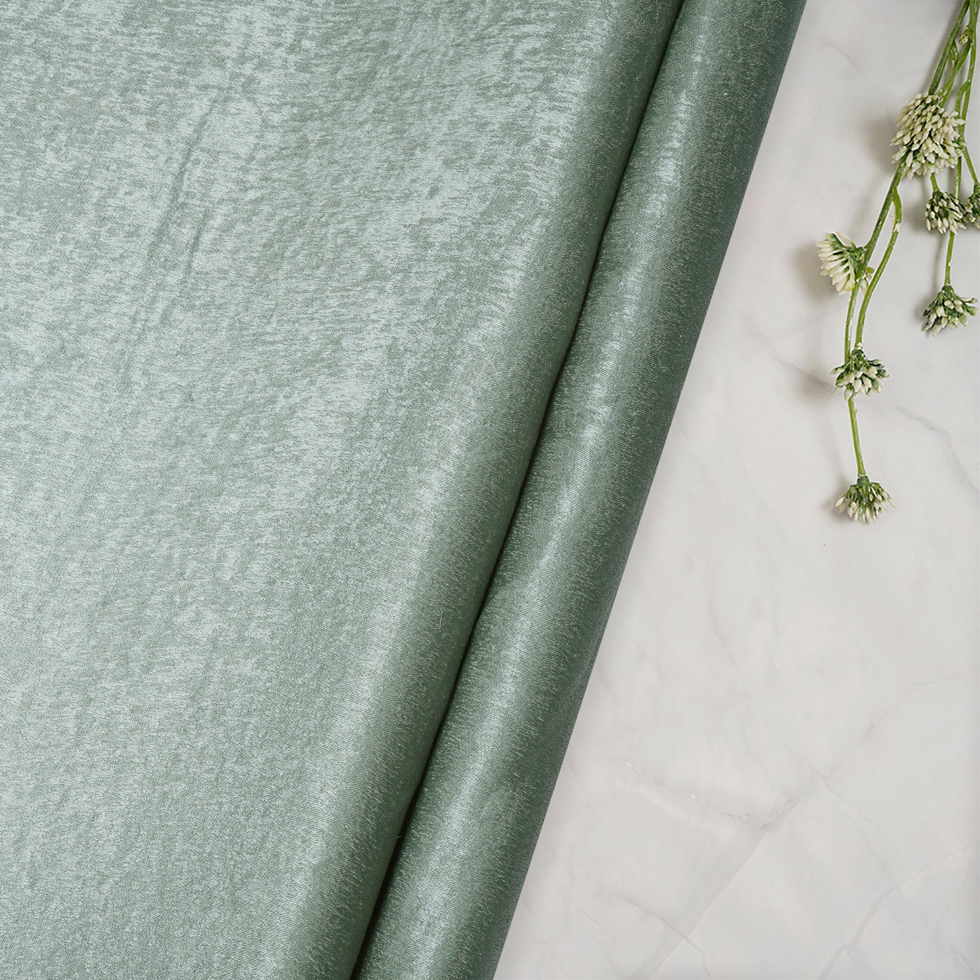 Laurel Green Solid Dyed Imported Sandwash Satin Fabric (60" Width)