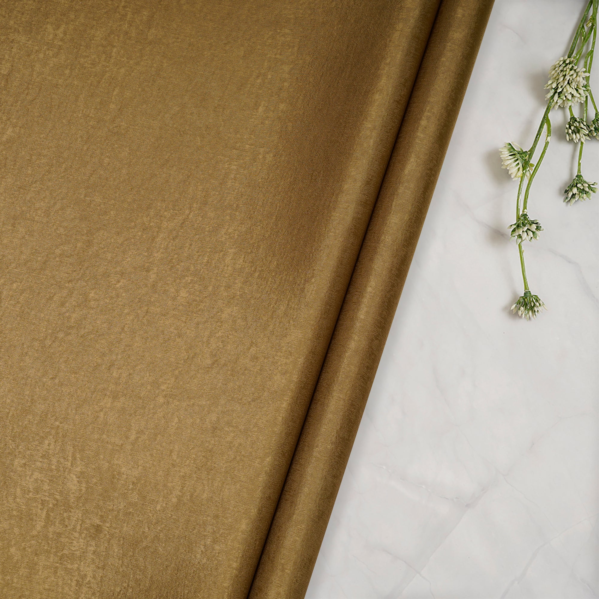 Ecru Olive Solid Dyed Imported Sandwash Satin Fabric (60" Width)