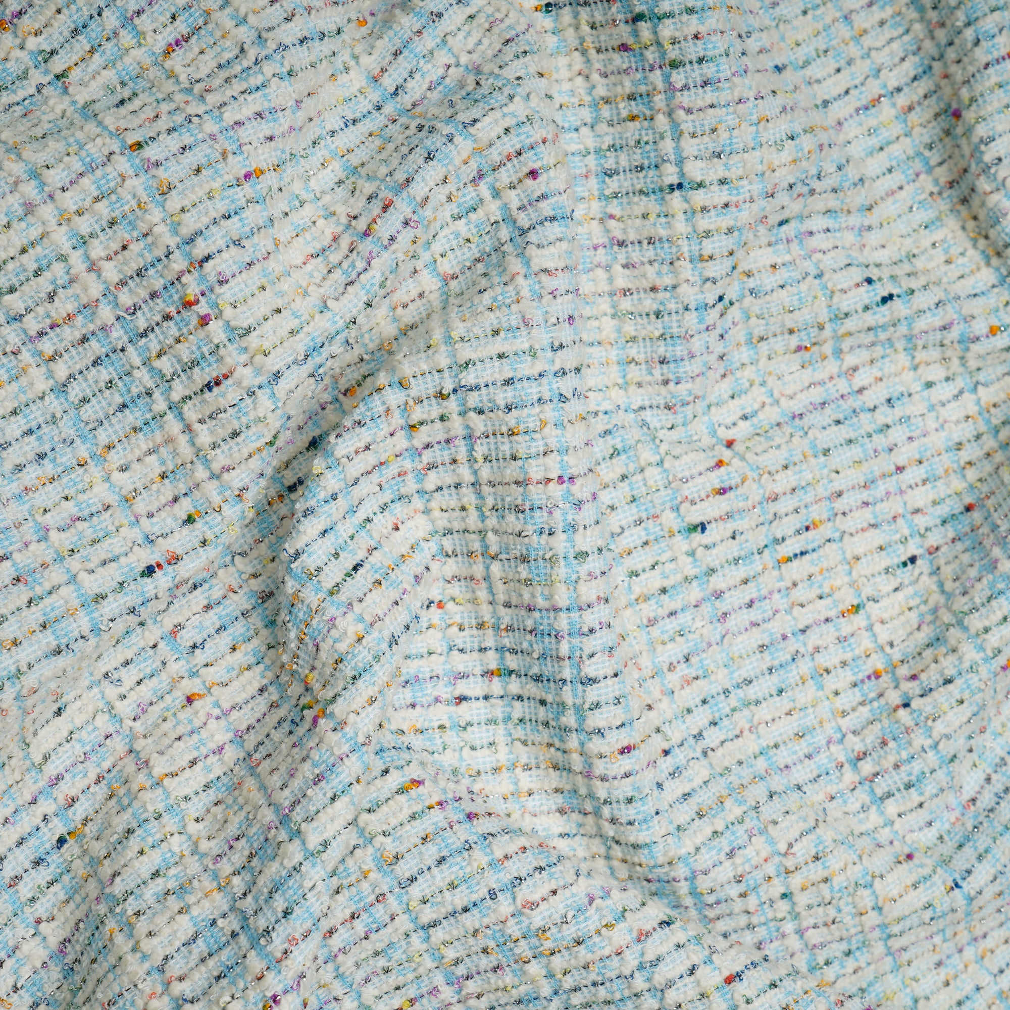 Multi Color Premium Shimmer Imported Stretch Tweed Fabric (60" Width)