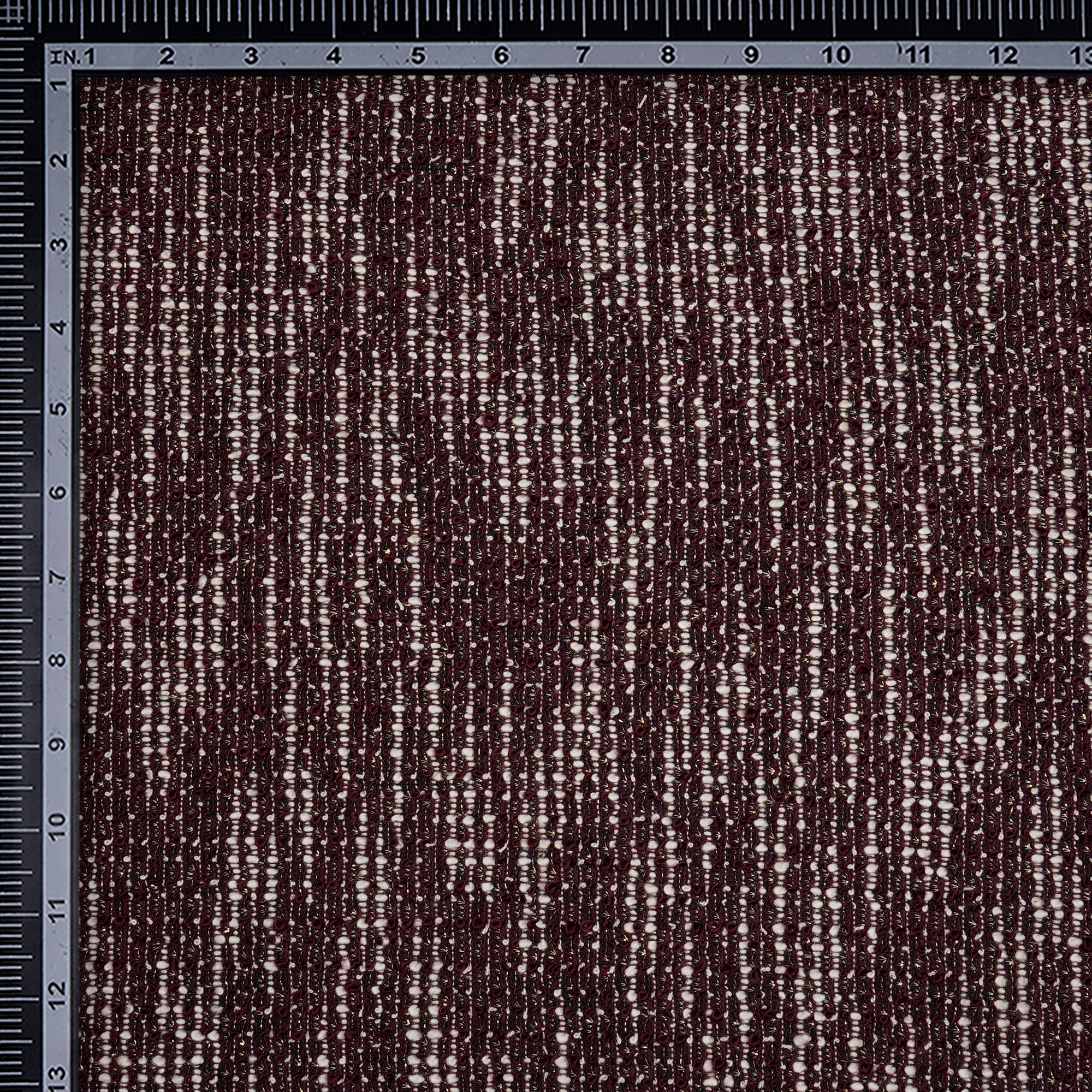 Maroon-White Premium Shimmer Imported Stretch Tweed Fabric (60" Width)