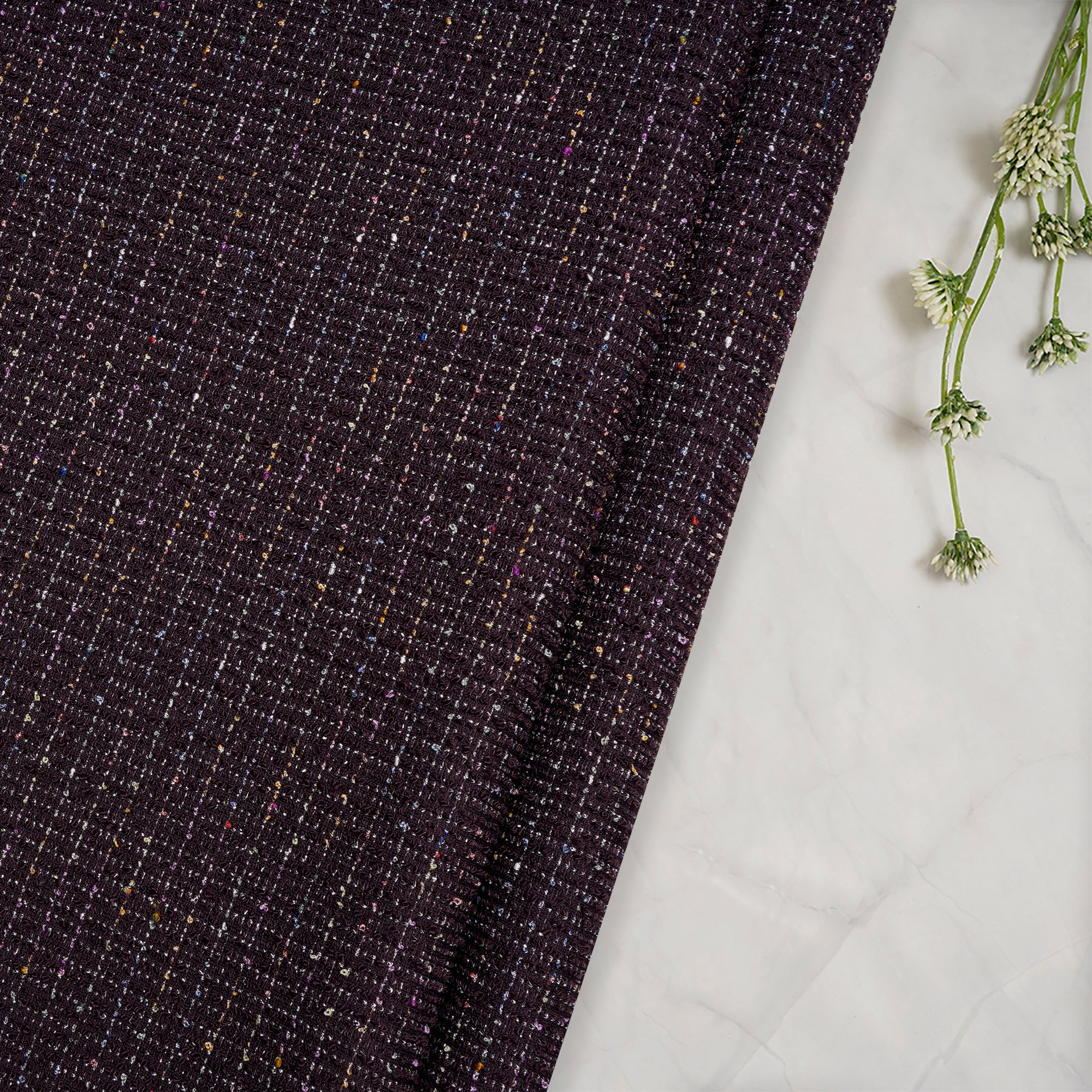 Purple Premium Shimmer Imported Stretch Tweed Fabric (60" Width)