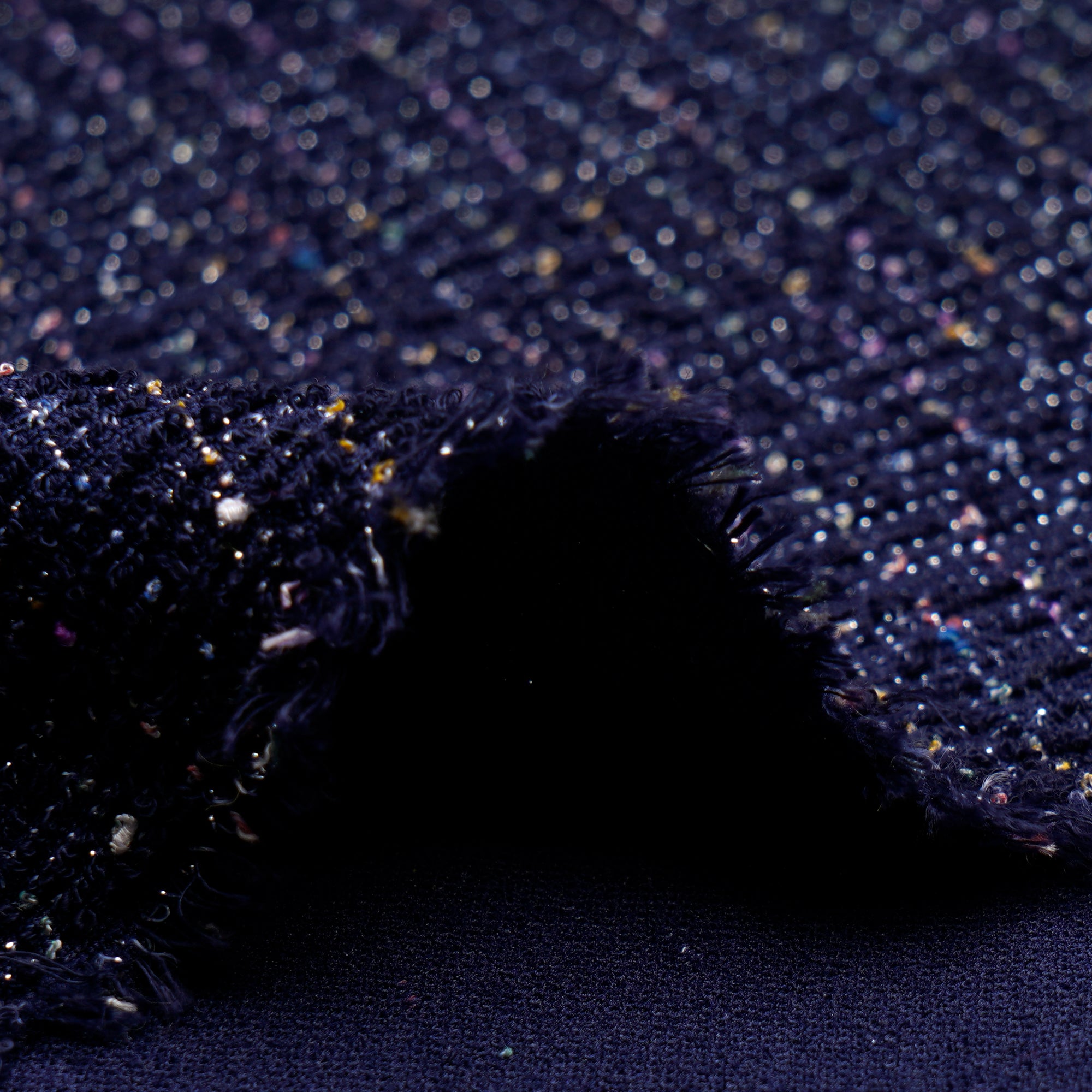 Navy Blue Premium Shimmer Imported Stretch Tweed Fabric (60" Width)