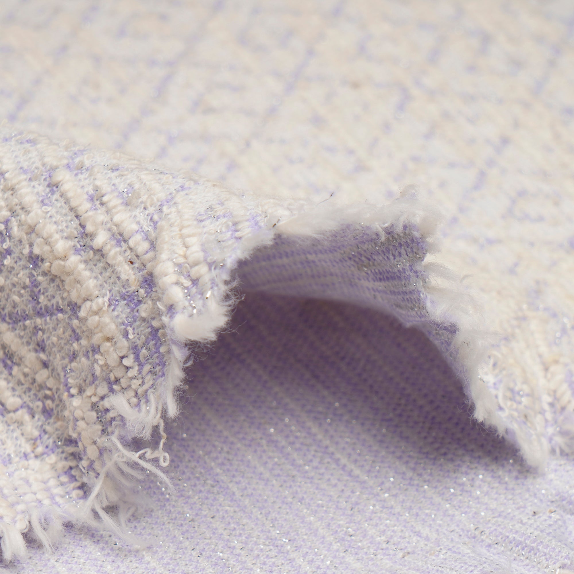 Purple-White Premium Shimmer Imported Stretch Tweed Fabric (60" Width)