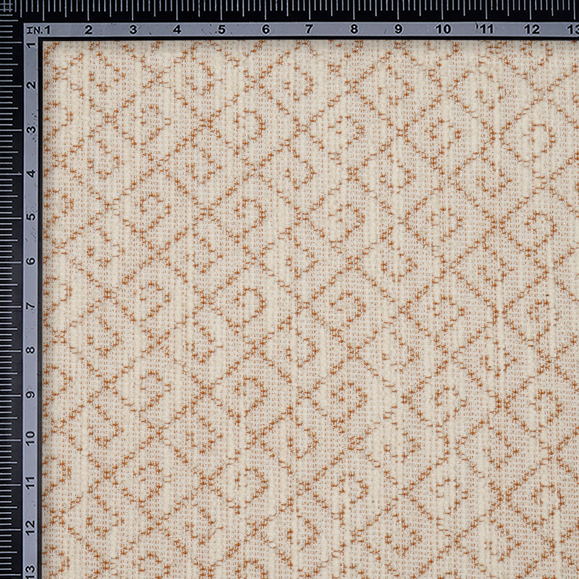 Off-White Brown Premium Shimmer Imported Stretch Tweed Fabric (60" Width)