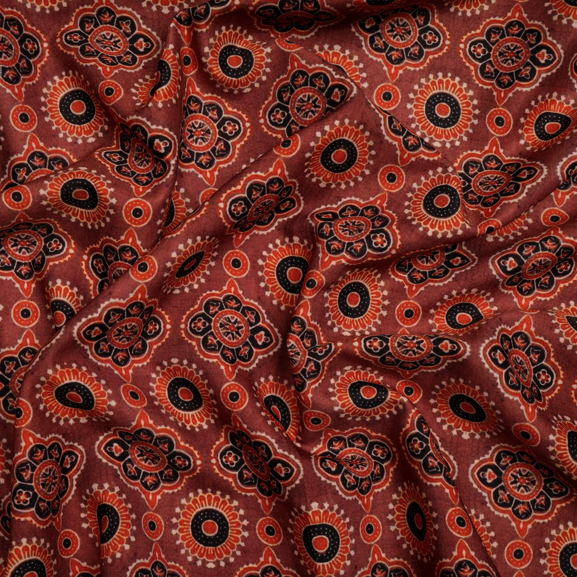 Redwood Burl Traditional Pattern Digital Printed Cherry Crepe Fabric (60" Width)