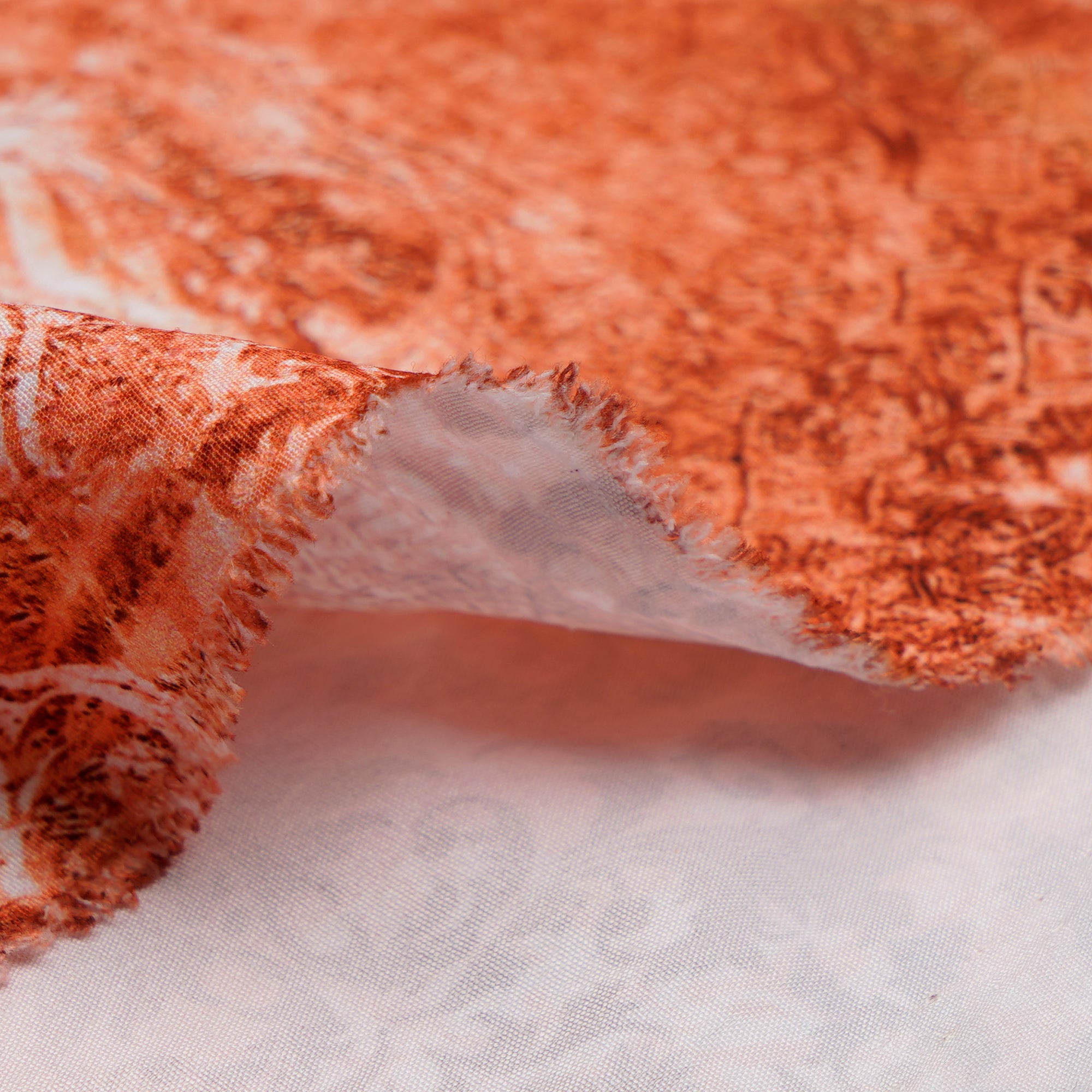 Orange All Over Pattern Digital Printed Cherry Crepe Fabric (60" Width)
