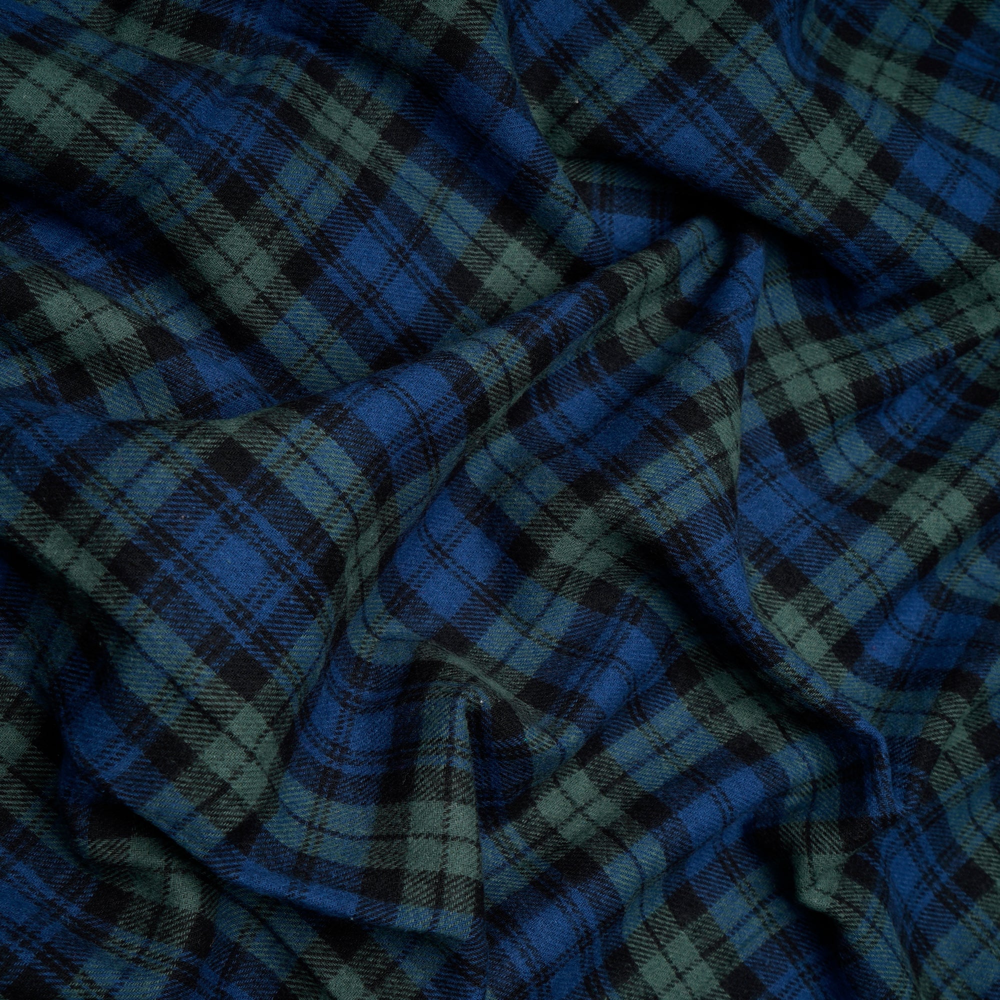 Blue-Green Yarn Dyed Flannel Cotton Check Fabric