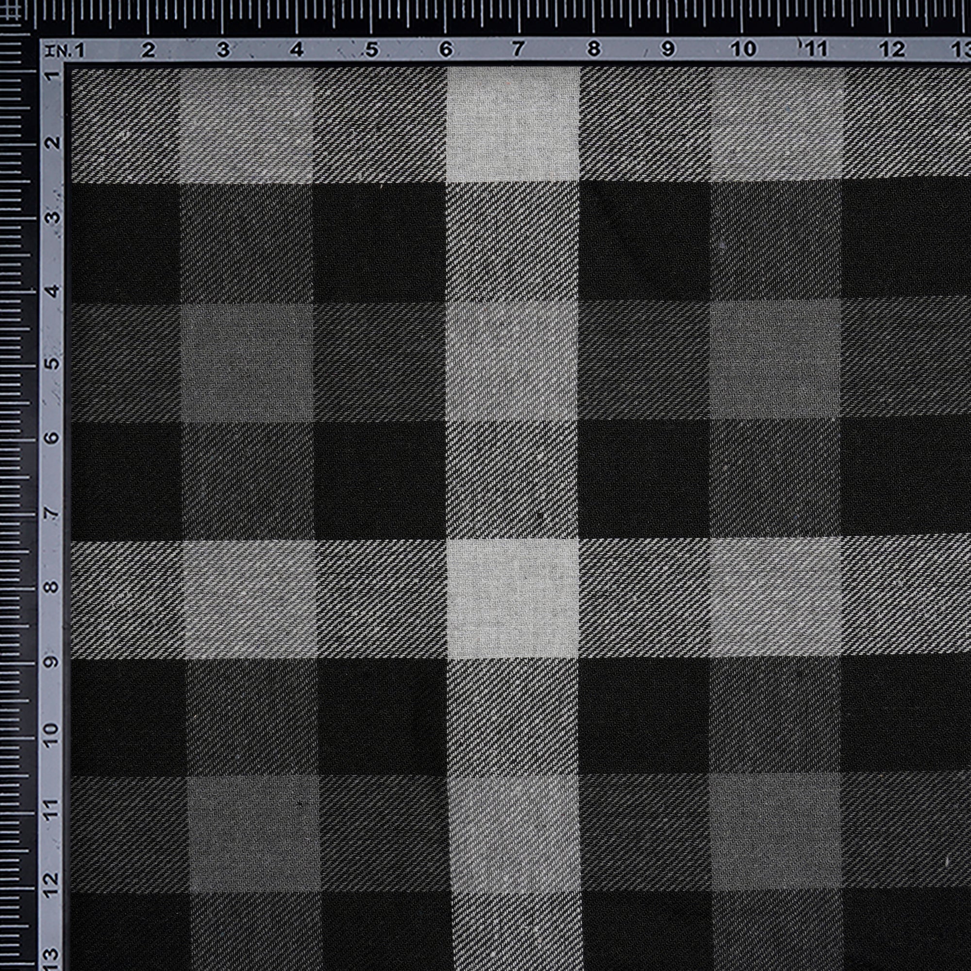 Grey-Black Yarn Dyed Flannel Cotton Check Fabric